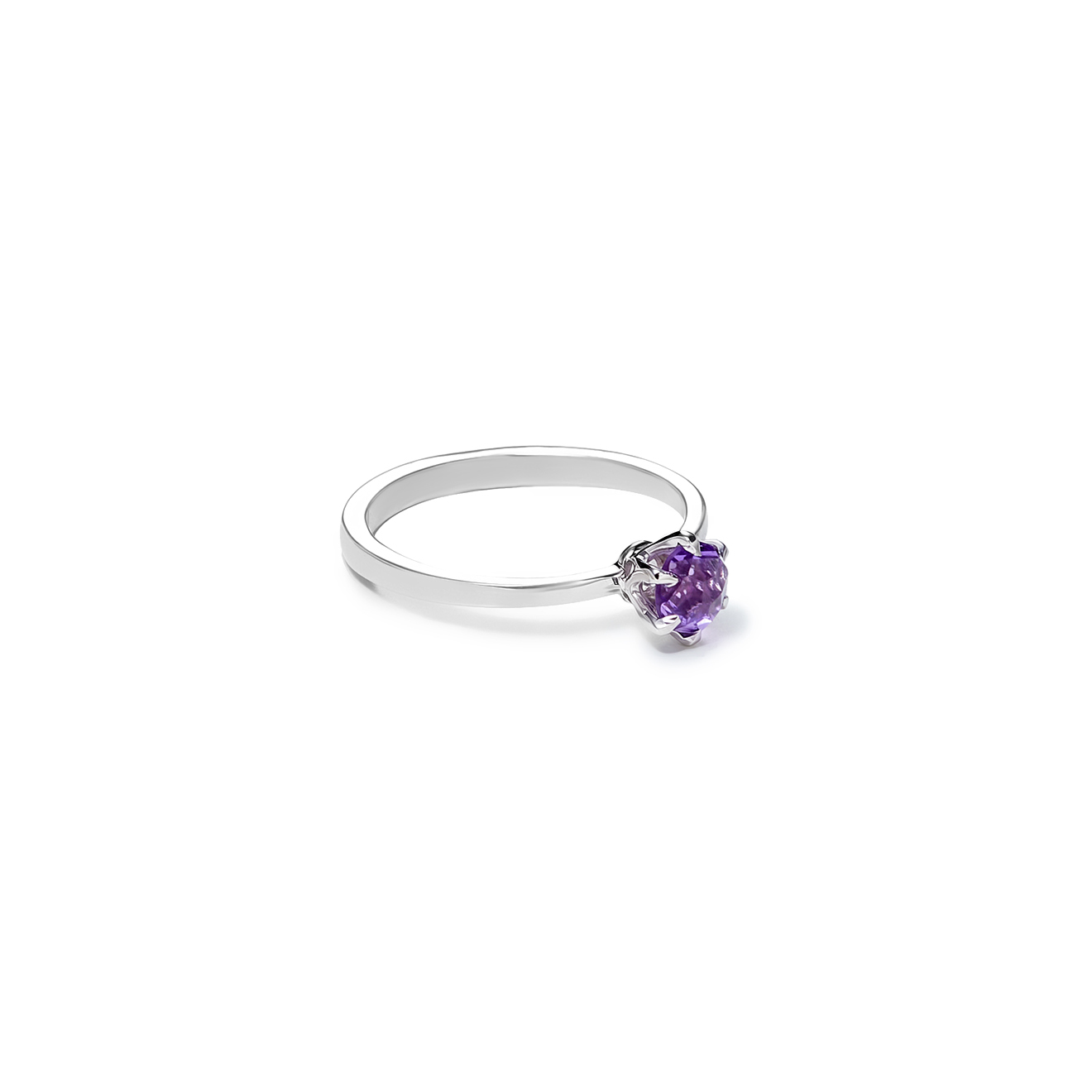 Серебряное помолвочное кольцо с аметистом