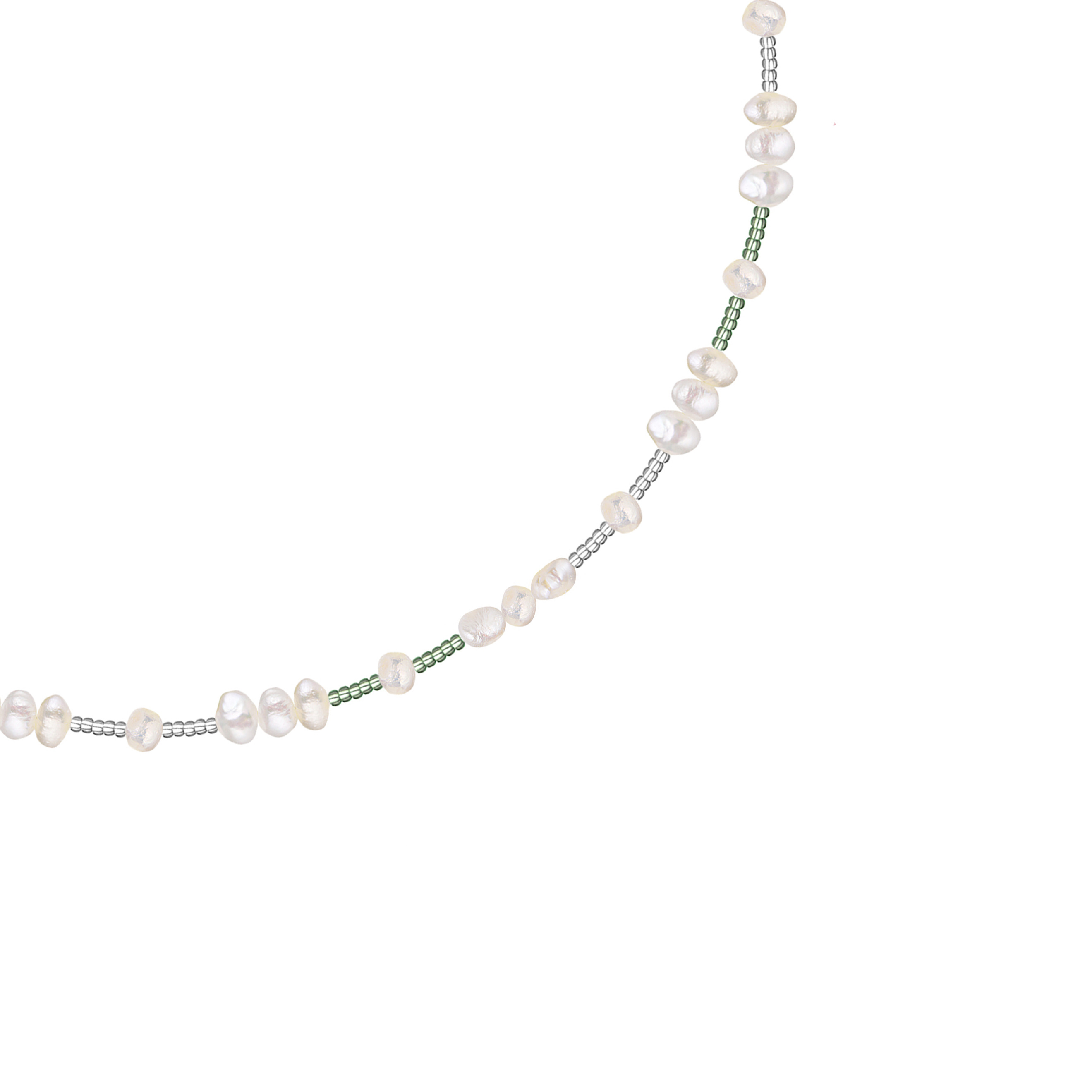 Silver-green necklace made of small pearls