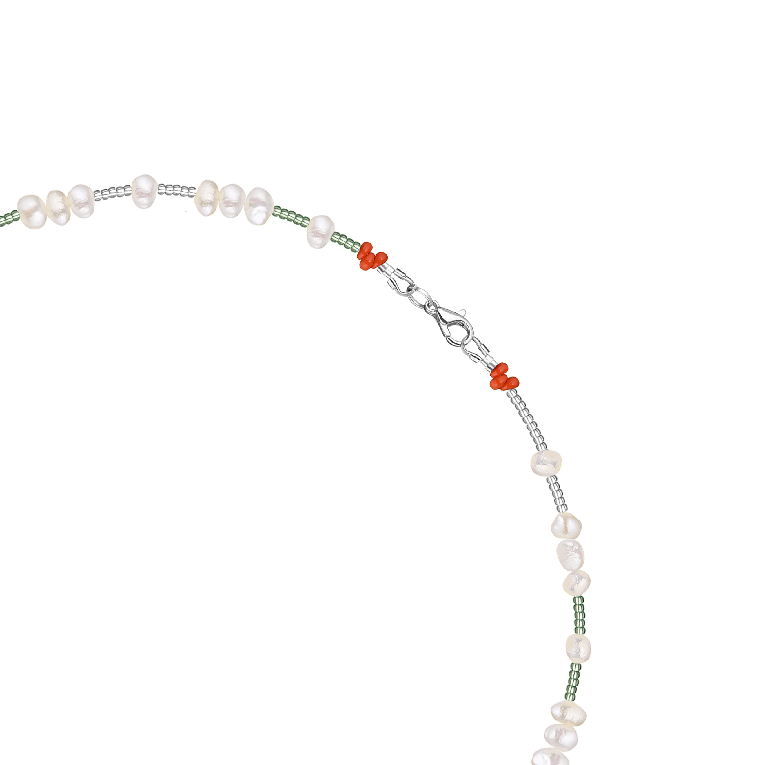 Silver-green necklace made of small pearls