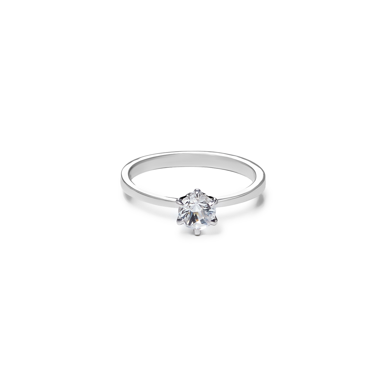 Silver Engagement Ring with rock crystal