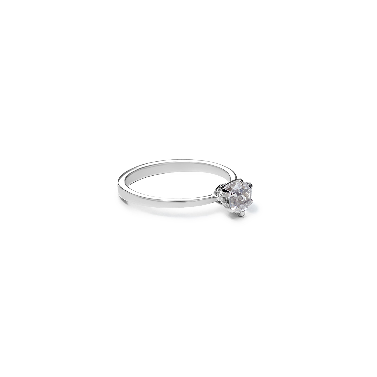 Silver Engagement Ring with rock crystal