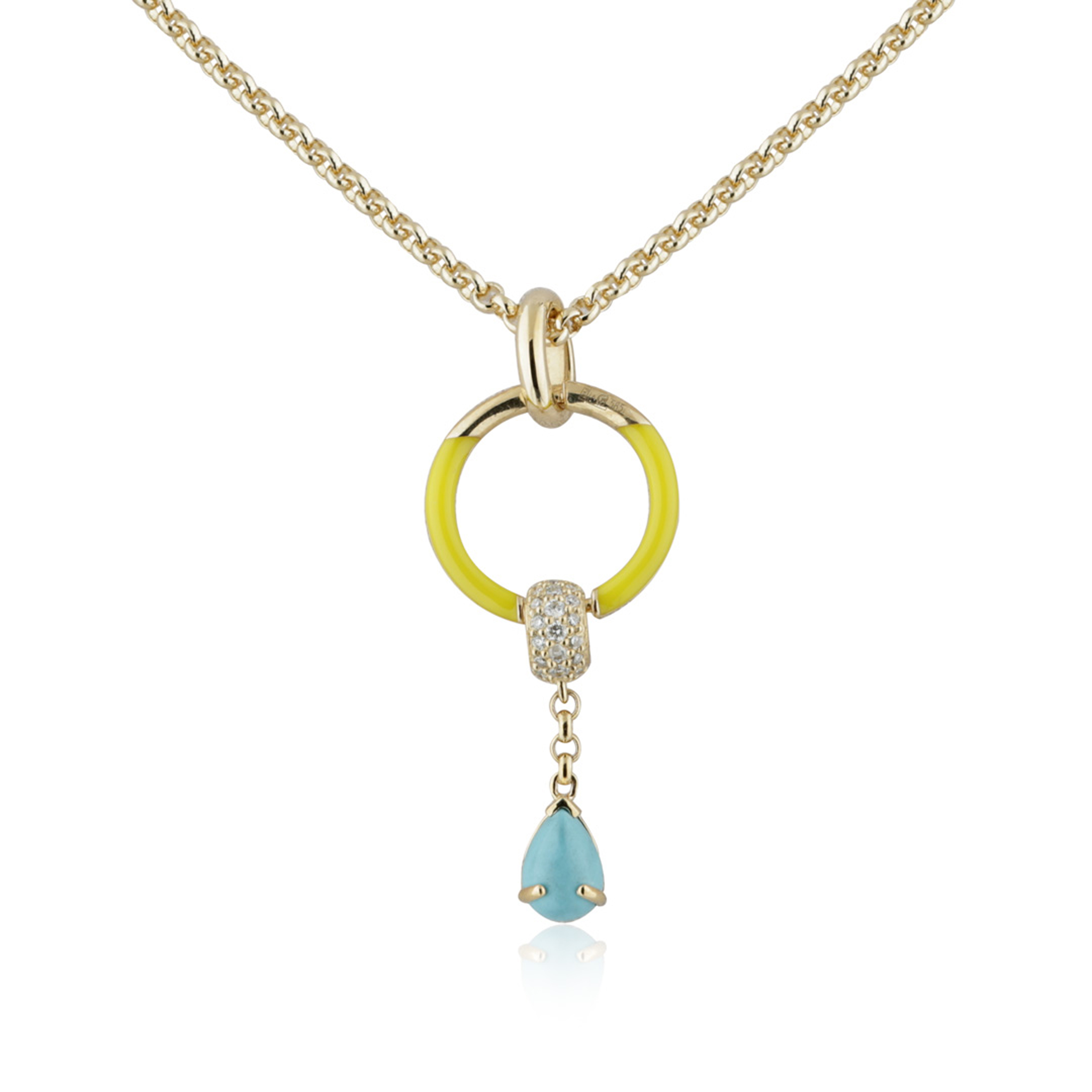 Колье из желтого золота с бирюзой и бриллиантами CANDY