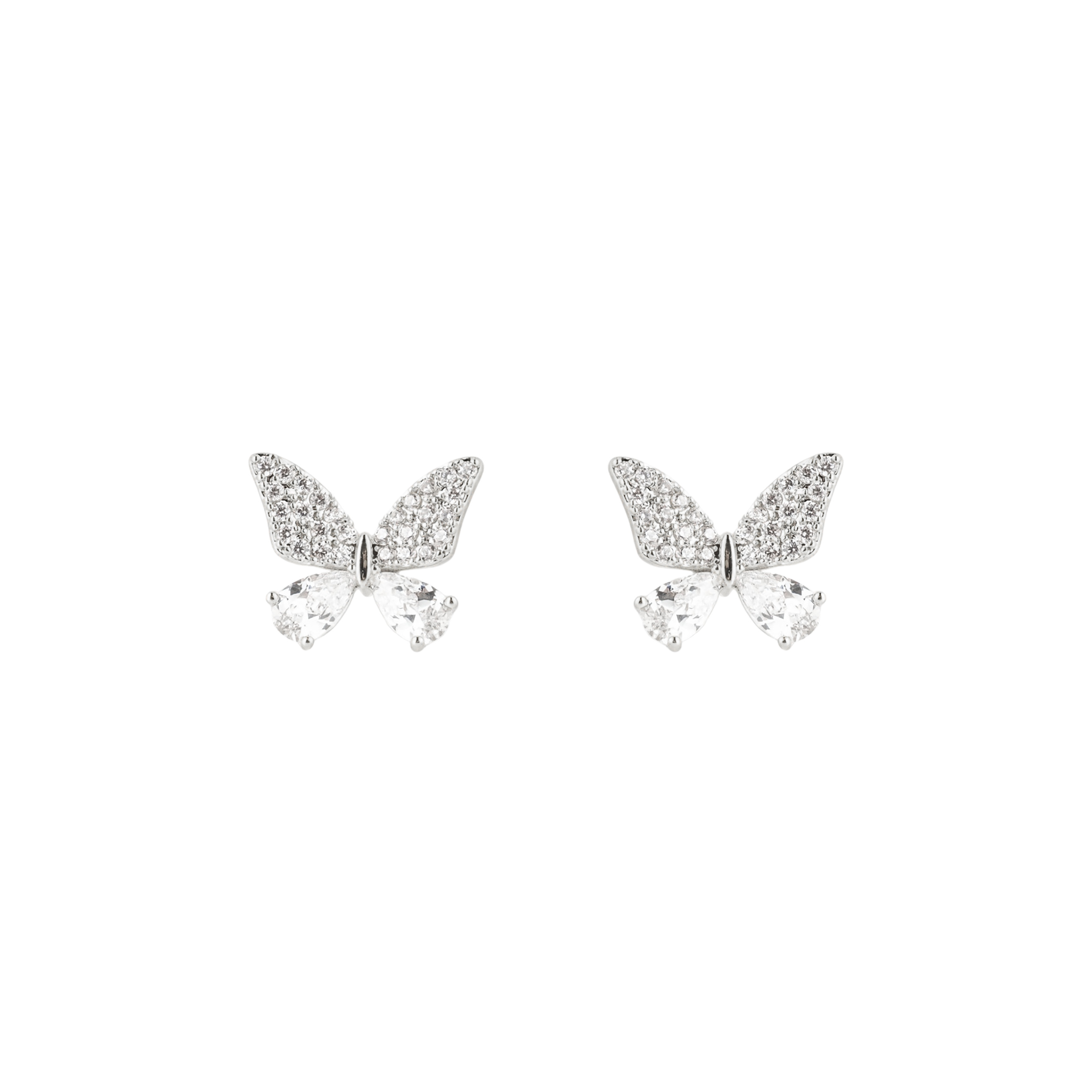 Silver stud earrings with butterflies