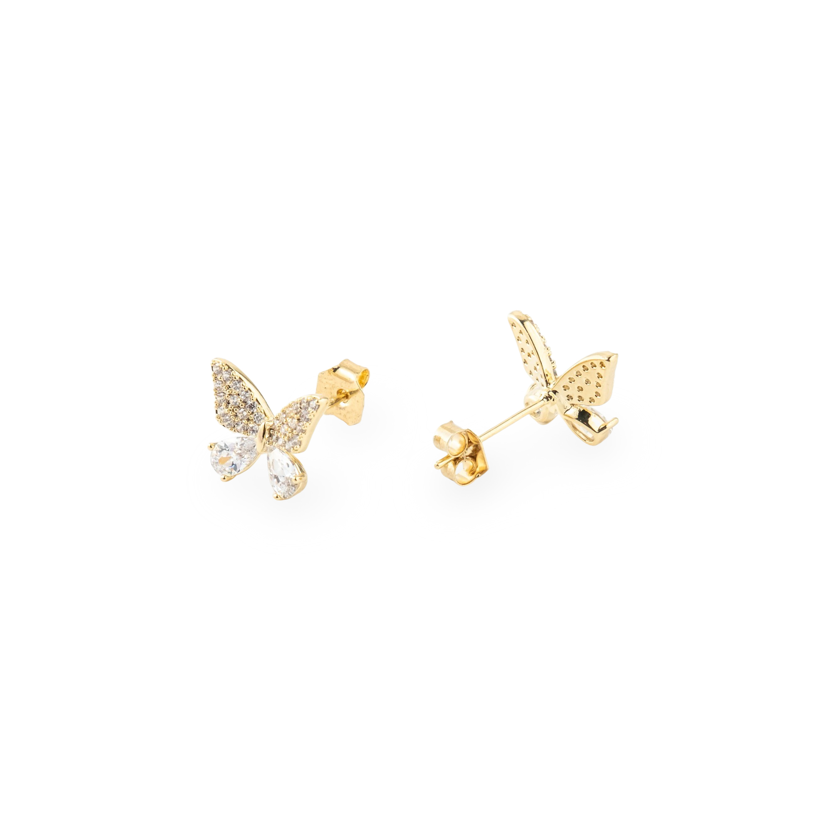 Golden stud earrings with butterflies