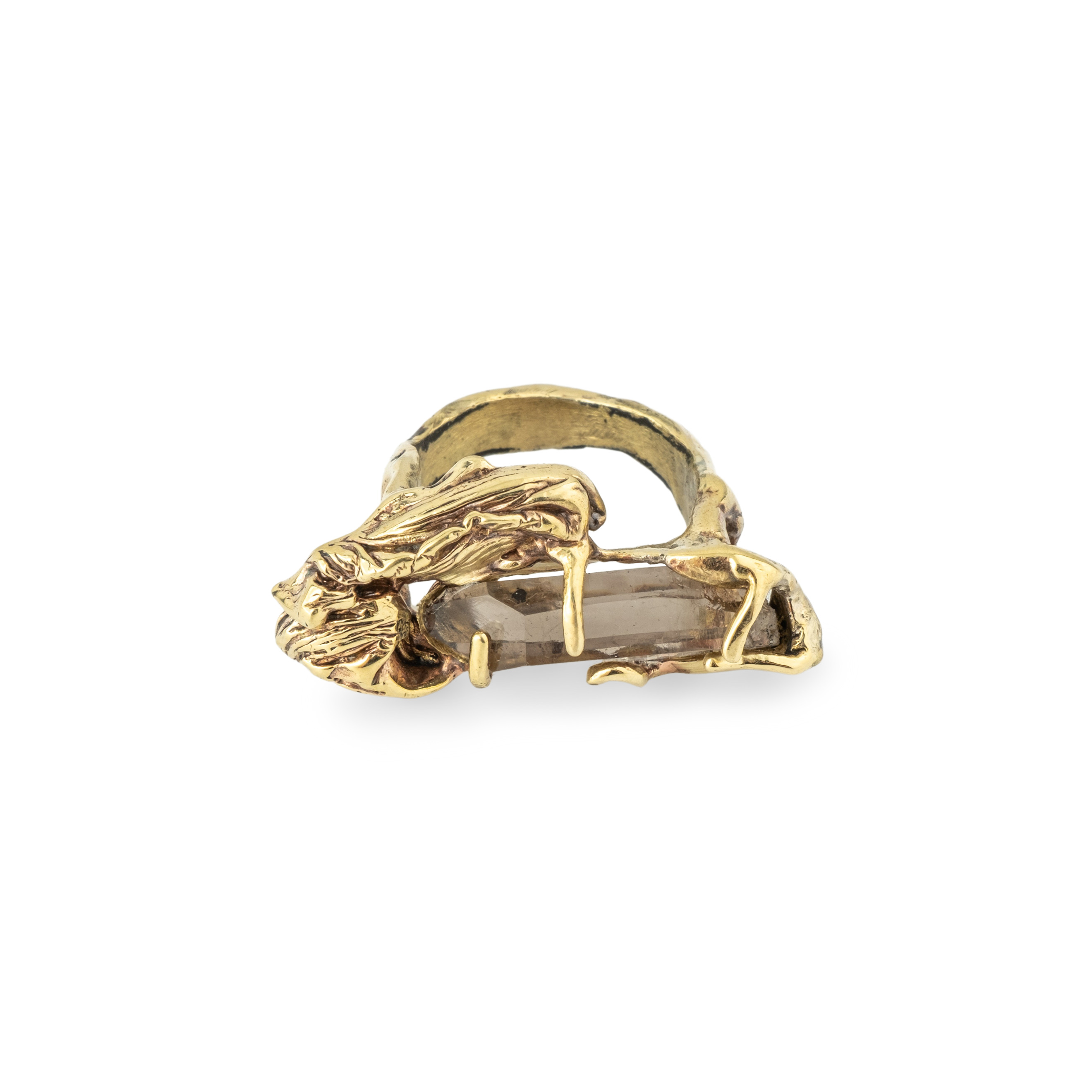 Brass ring with rauchtopaz