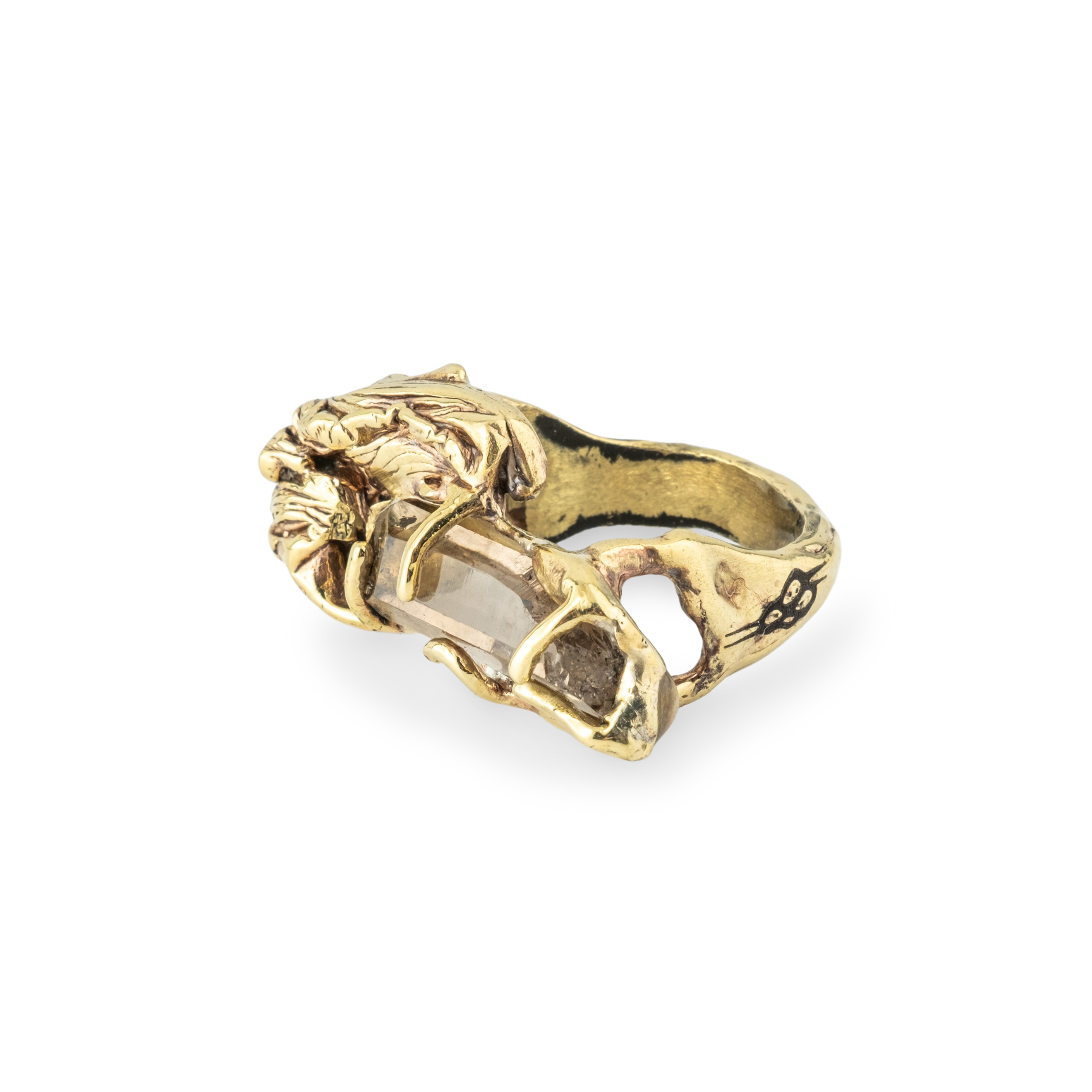 Brass ring with rauchtopaz