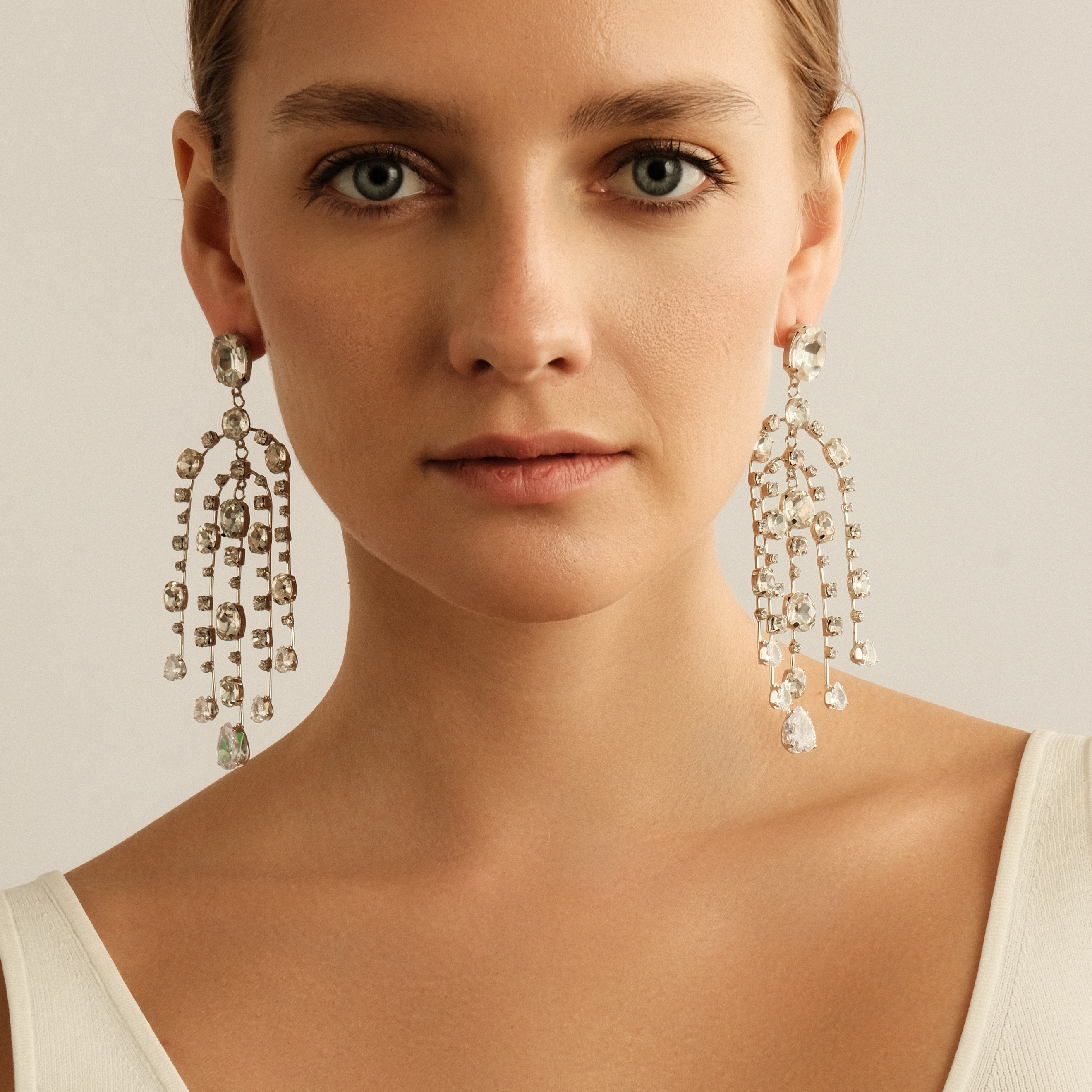 long earrings with crystals