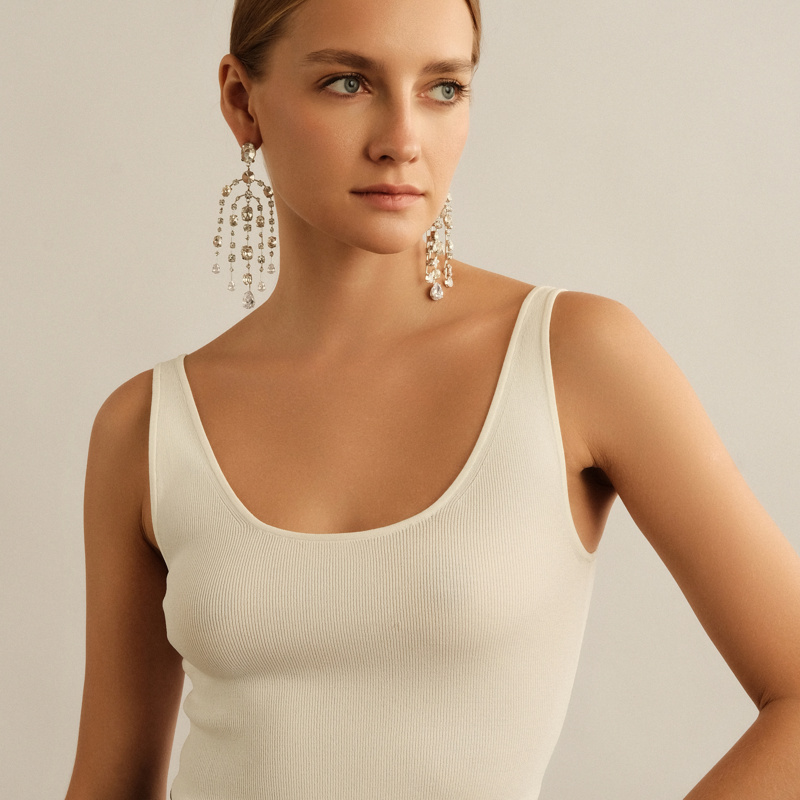 long earrings with crystals