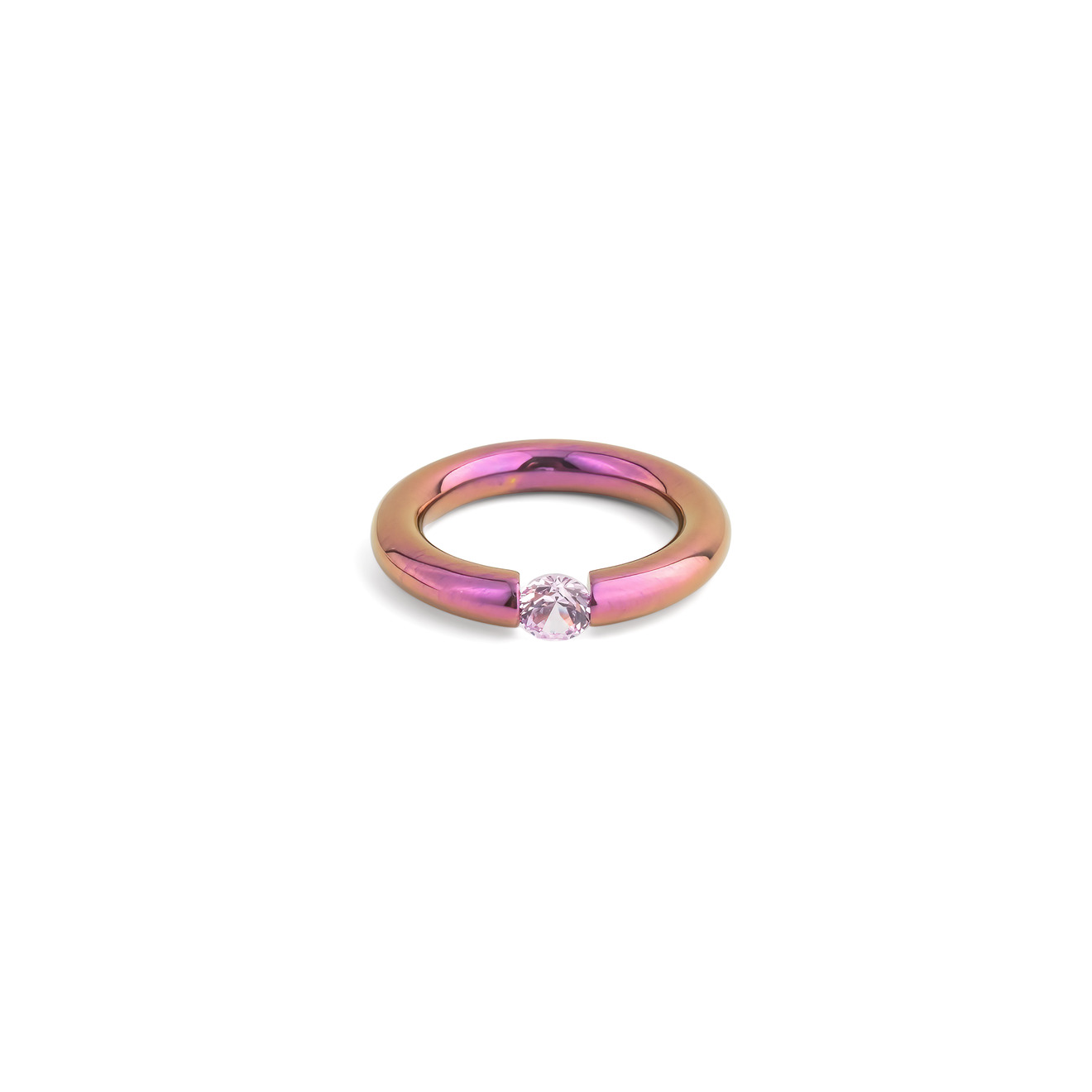 HURUDGANNA Кольцо из анодированного титана с лабораторно выращенным розовым сапфиром «Невесомость» фото