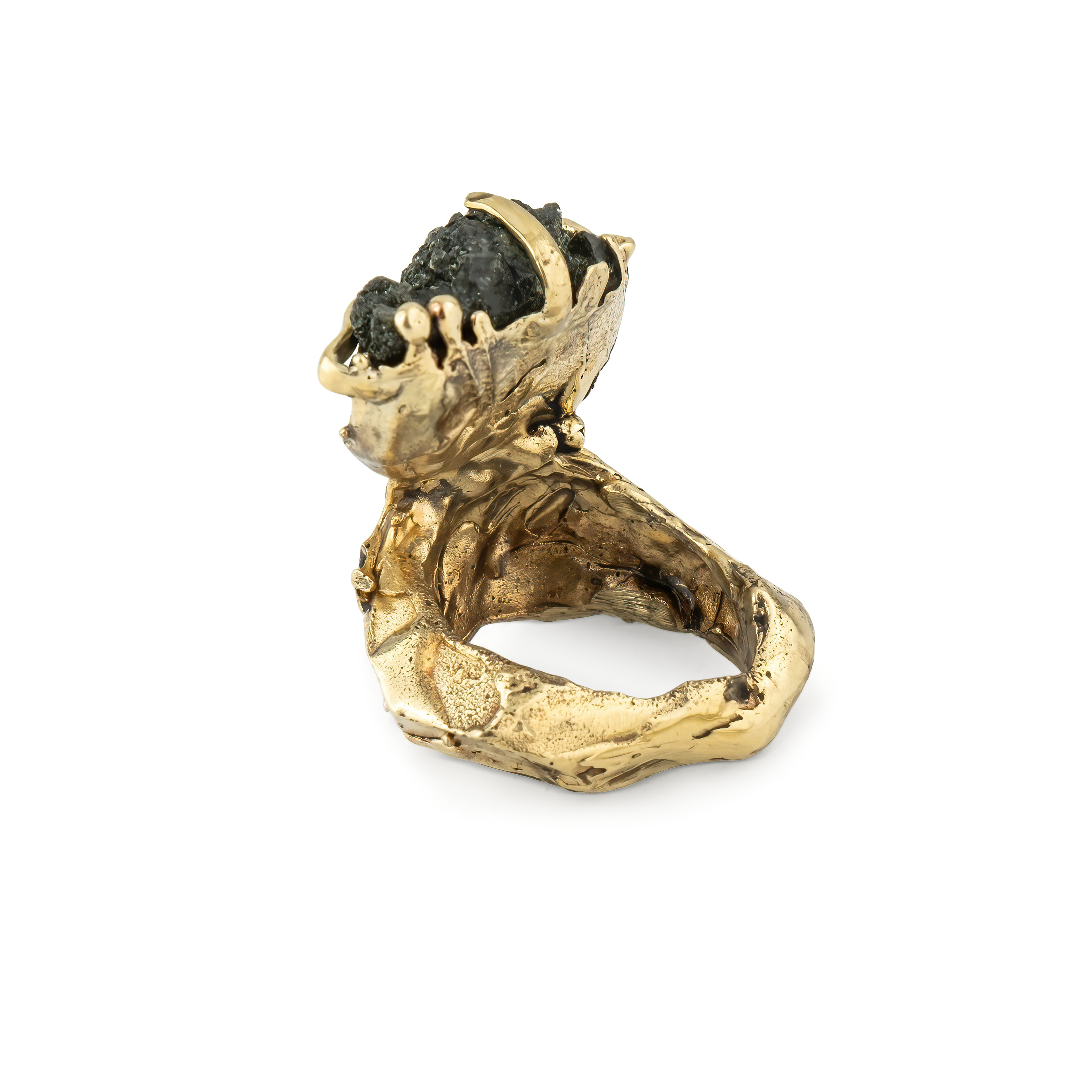 Brass ring with quartz