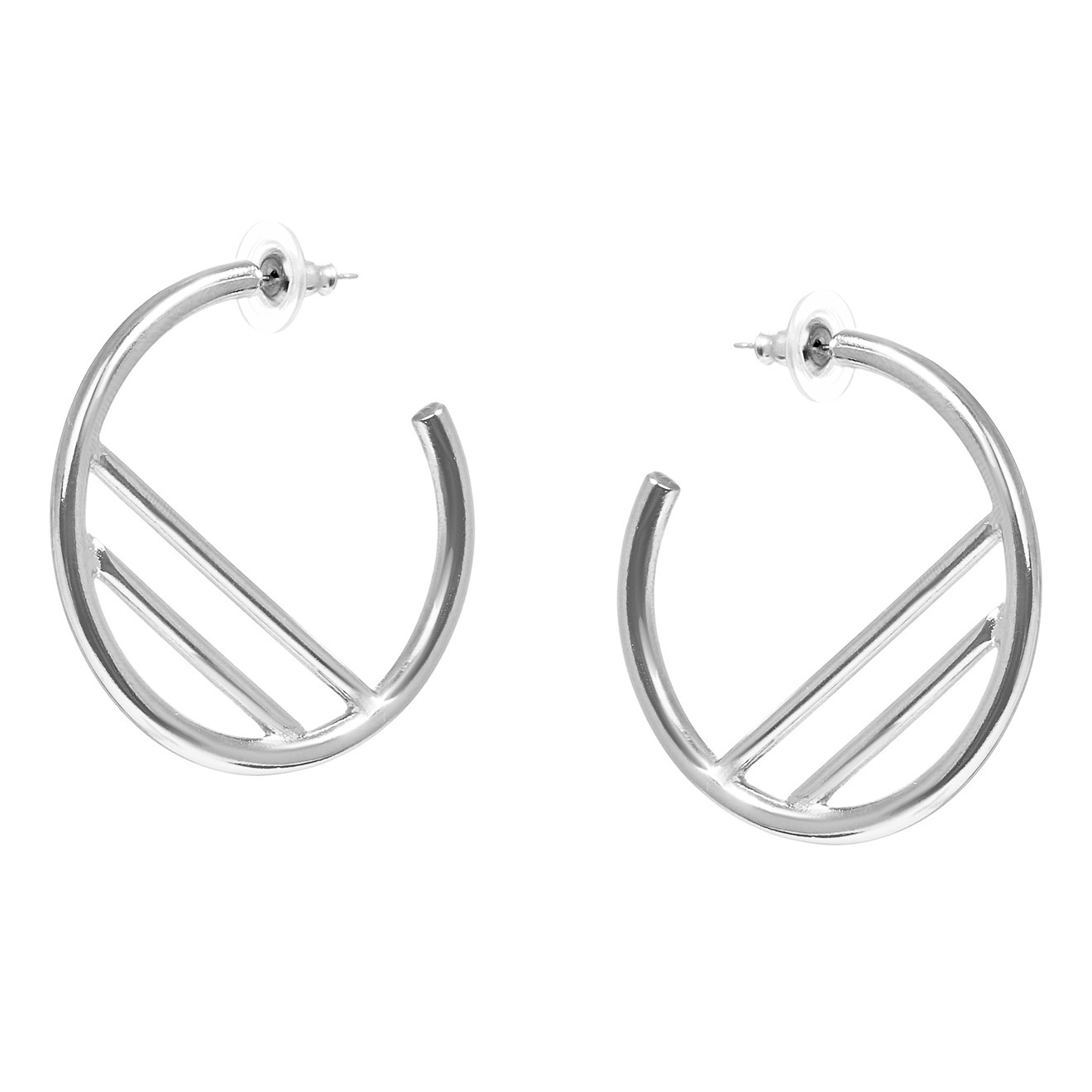 Silver-plated half-ring earrings