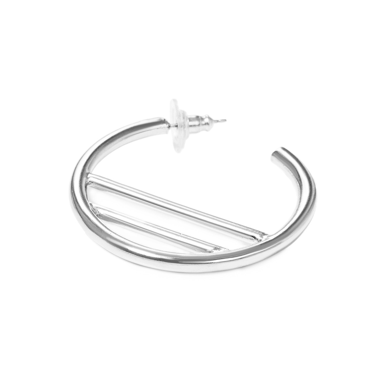 Silver-plated half-ring earrings