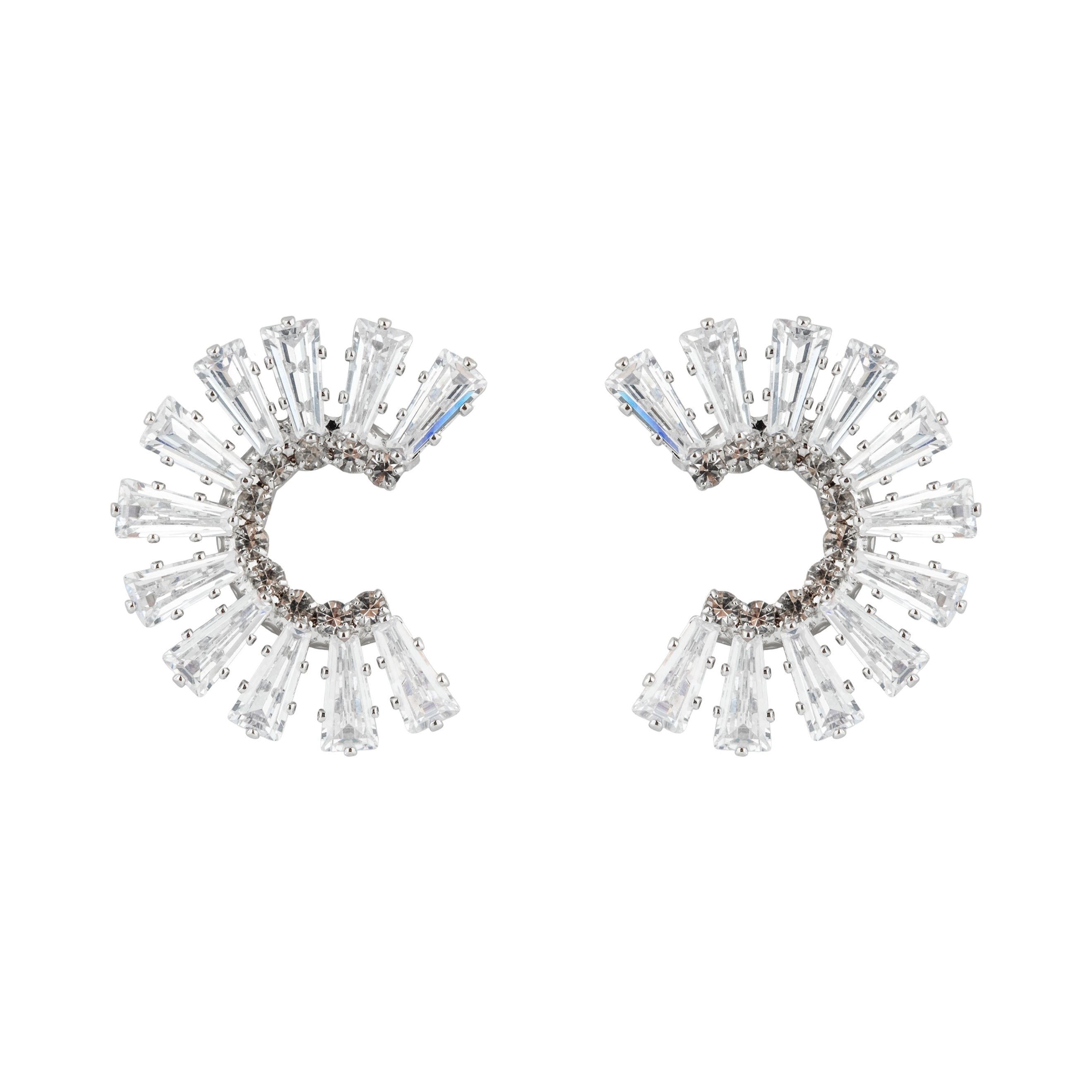 Semi-circular earrings with crystals