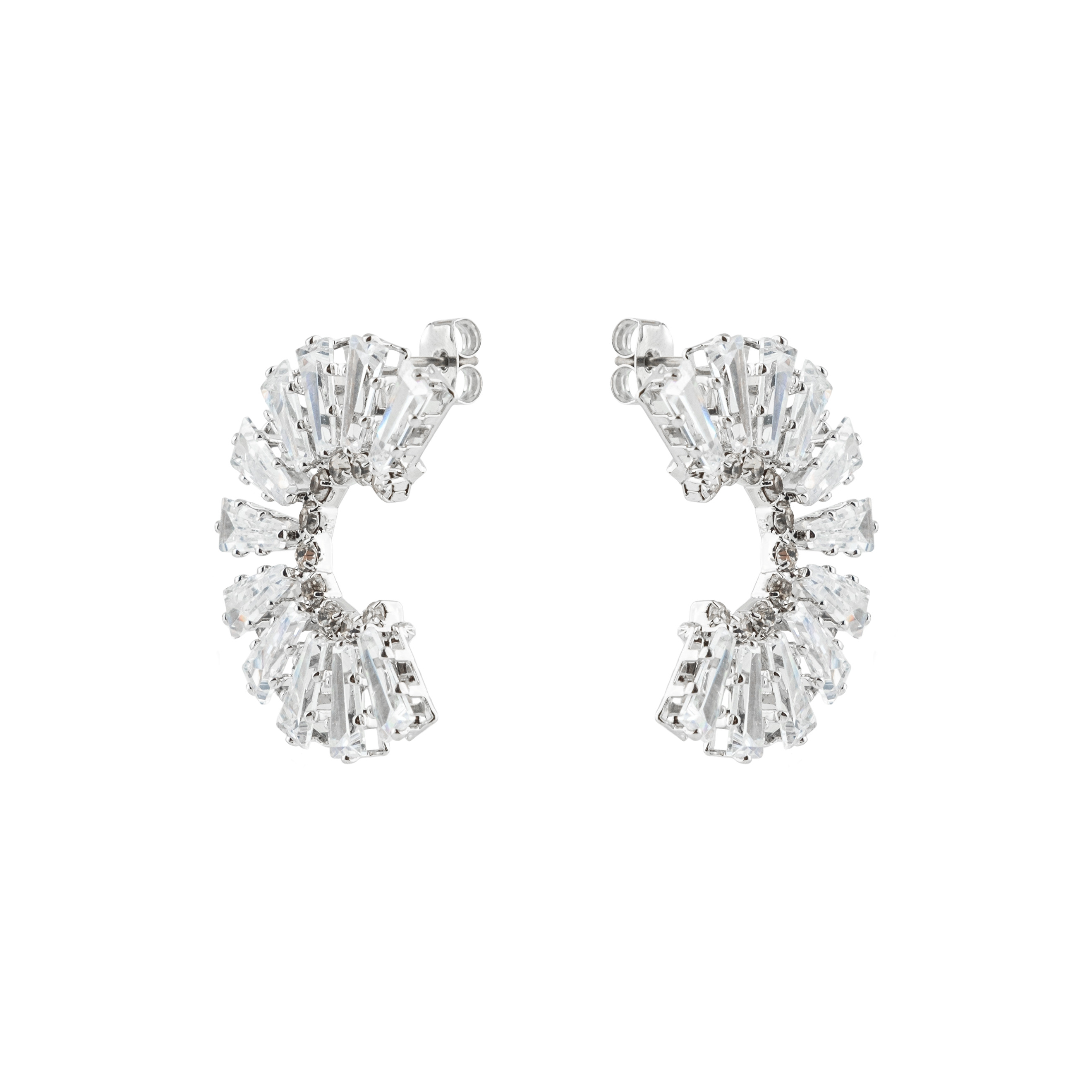 Semi-circular earrings with crystals