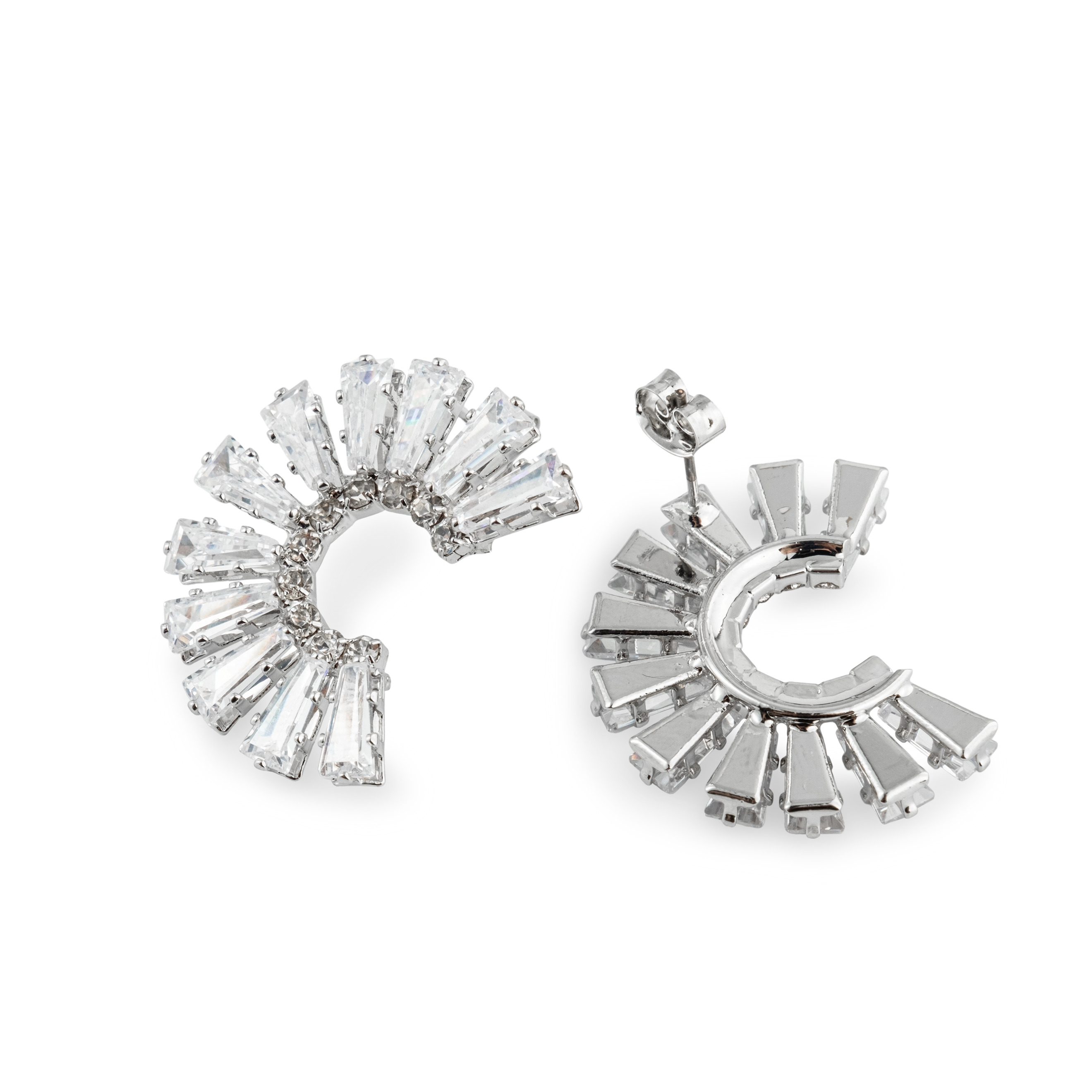 Semi-circular earrings with crystals