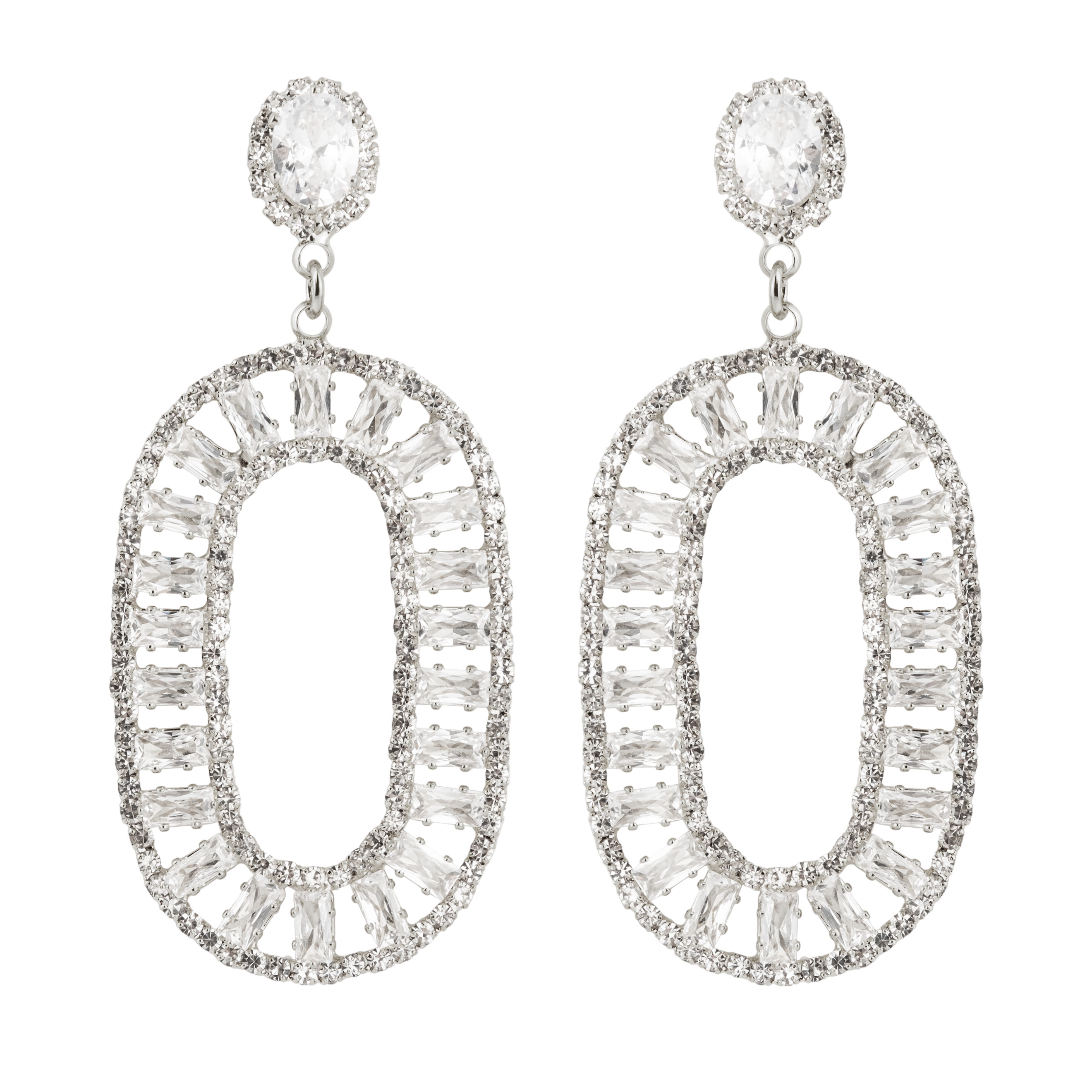 oval earrings with crystals