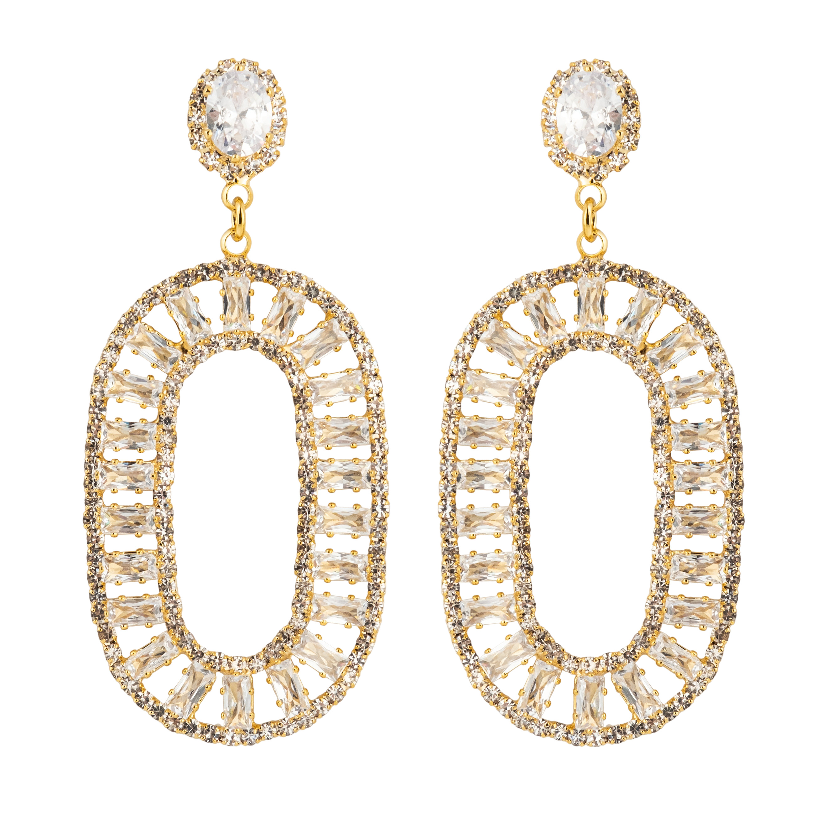 oval earrings with crystals