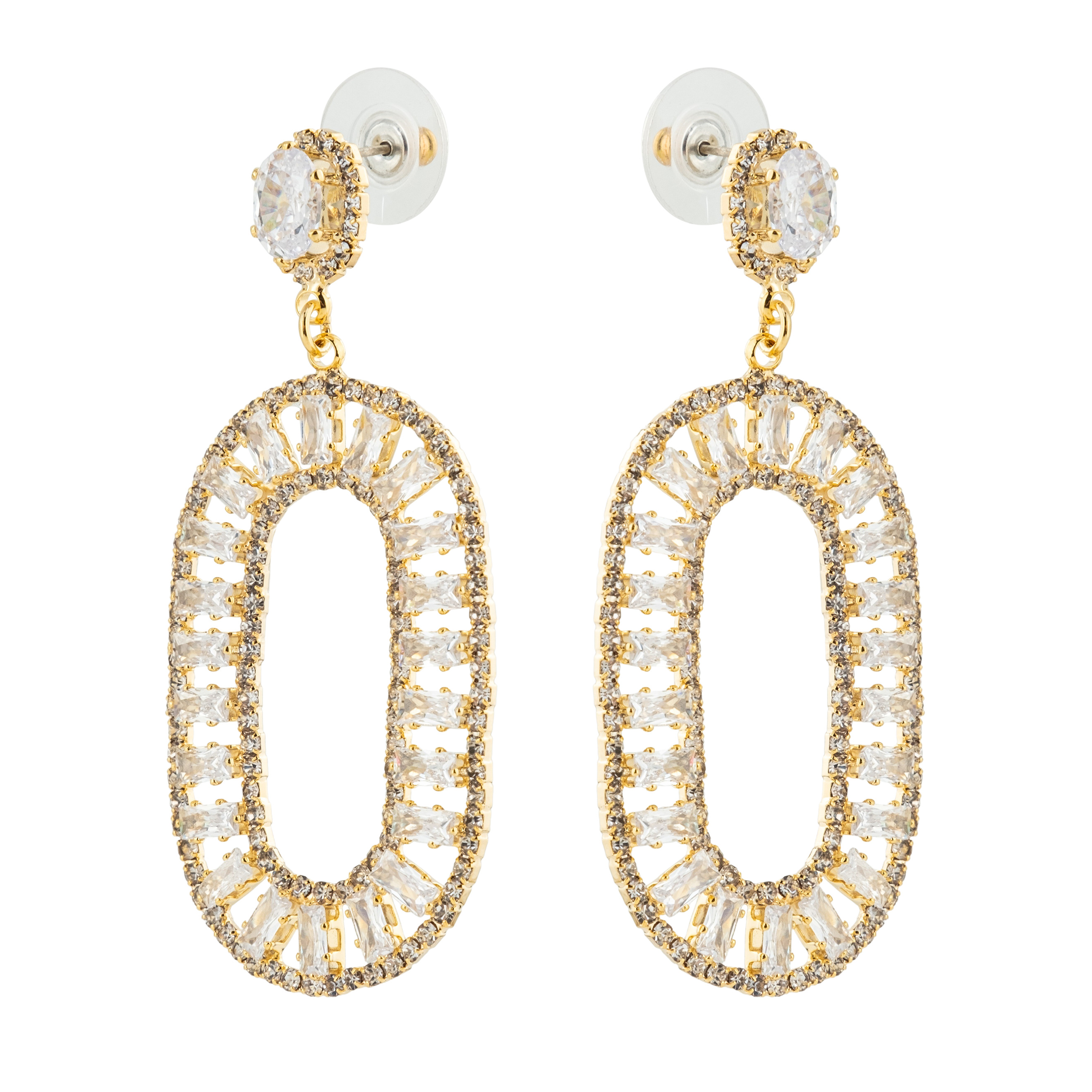 oval earrings with crystals