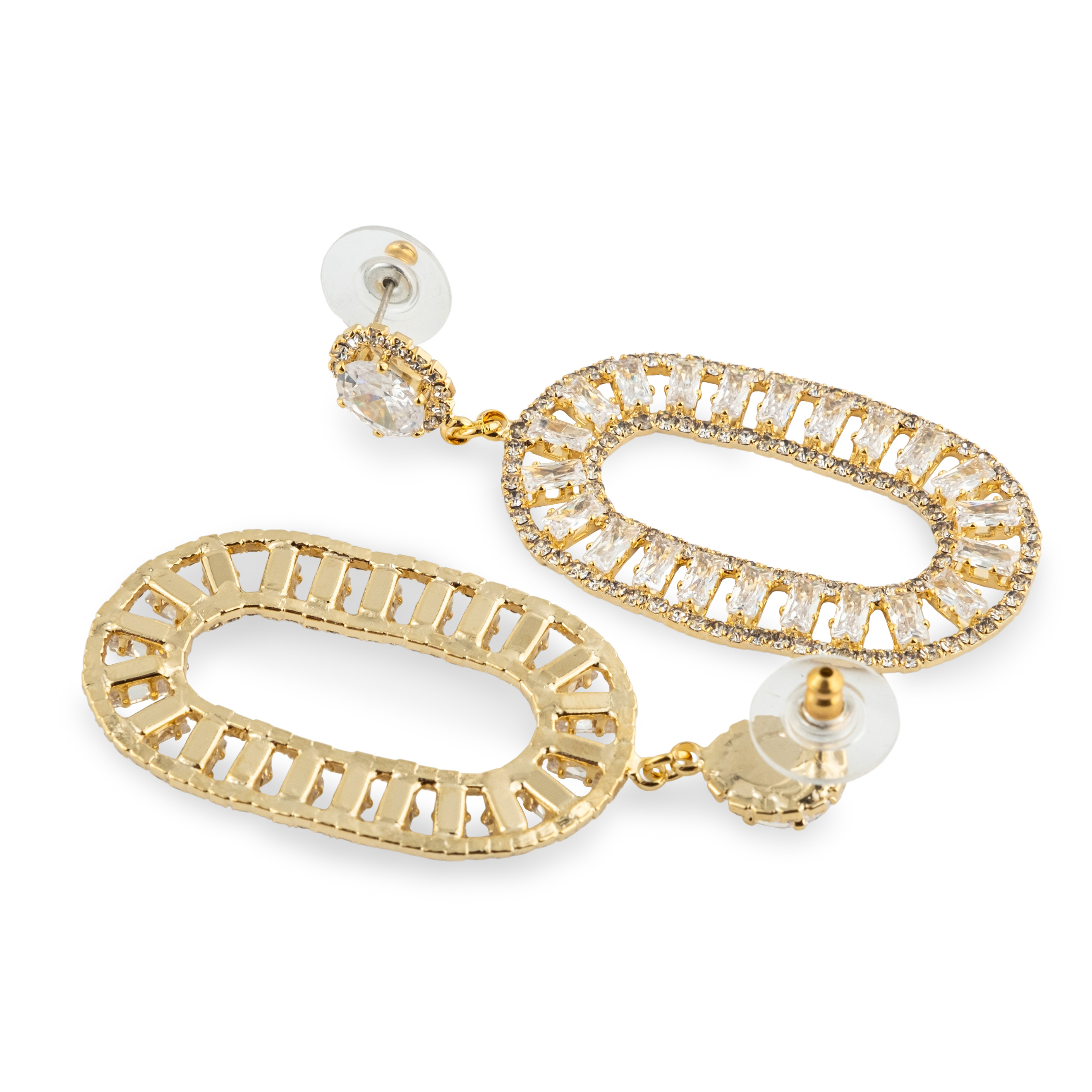 oval earrings with crystals
