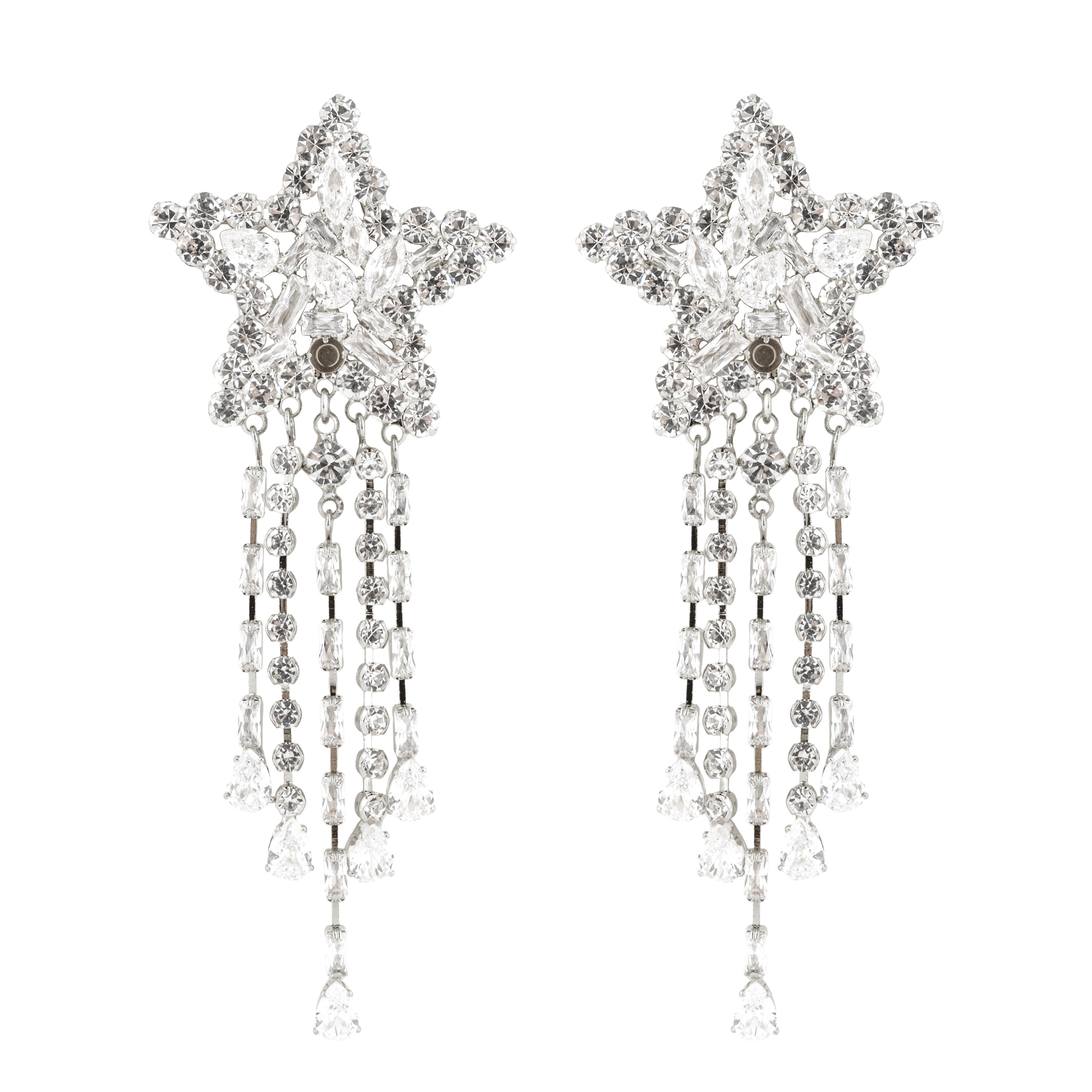 star earrings with crystals