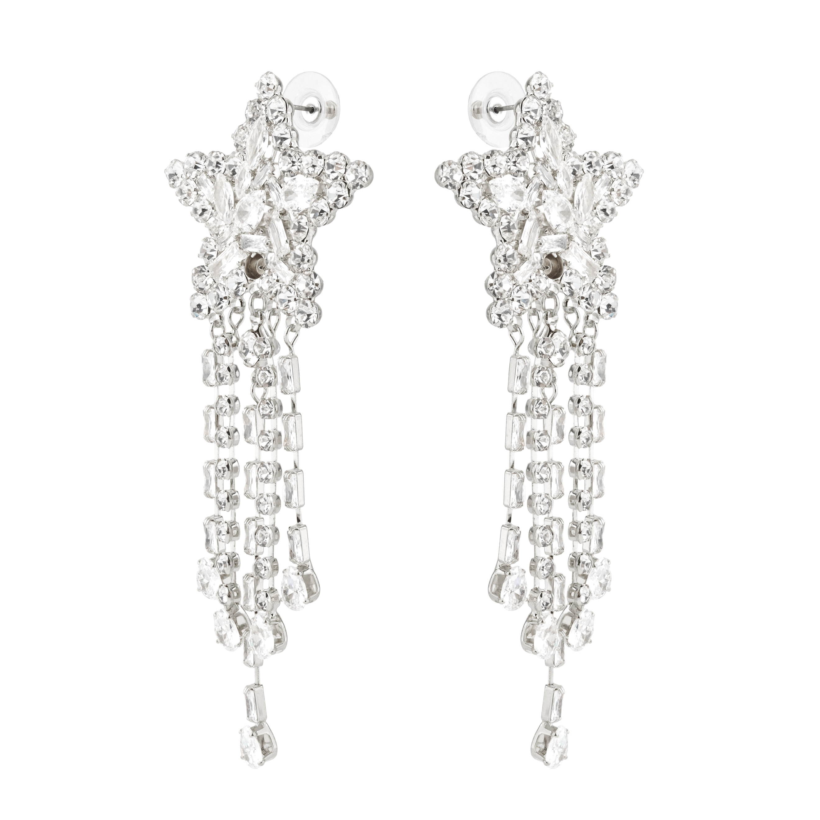 star earrings with crystals
