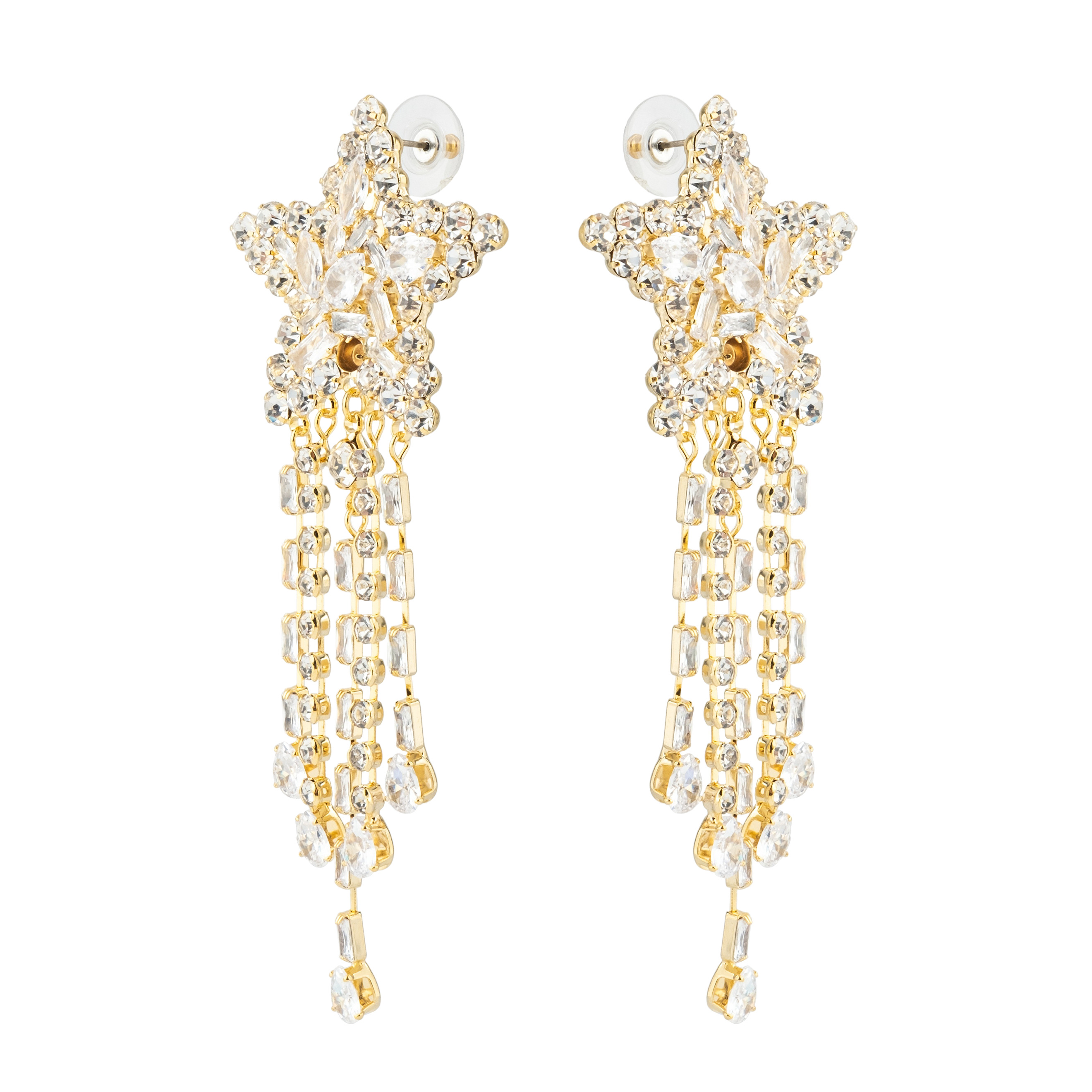 star earrings with crystals