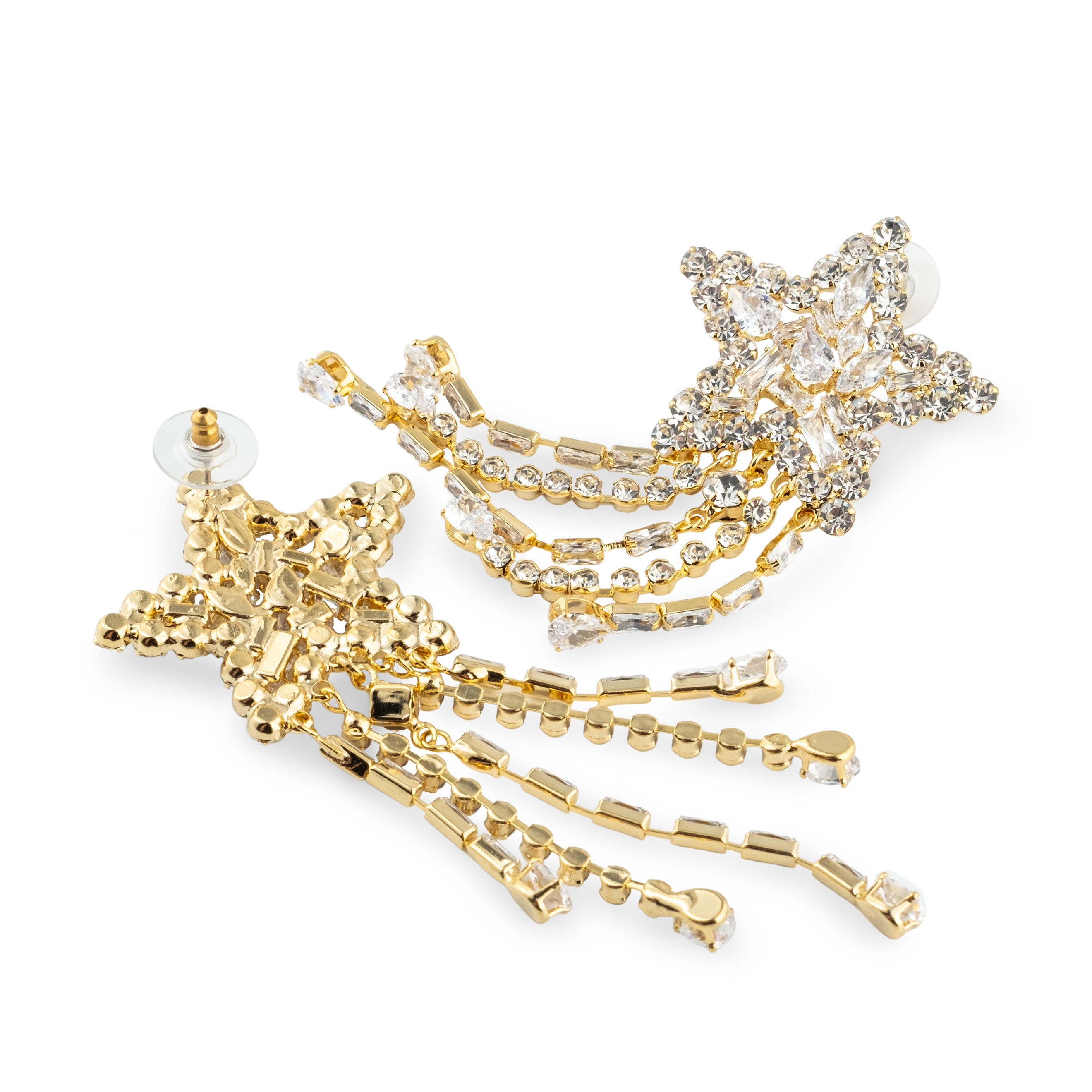 star earrings with crystals
