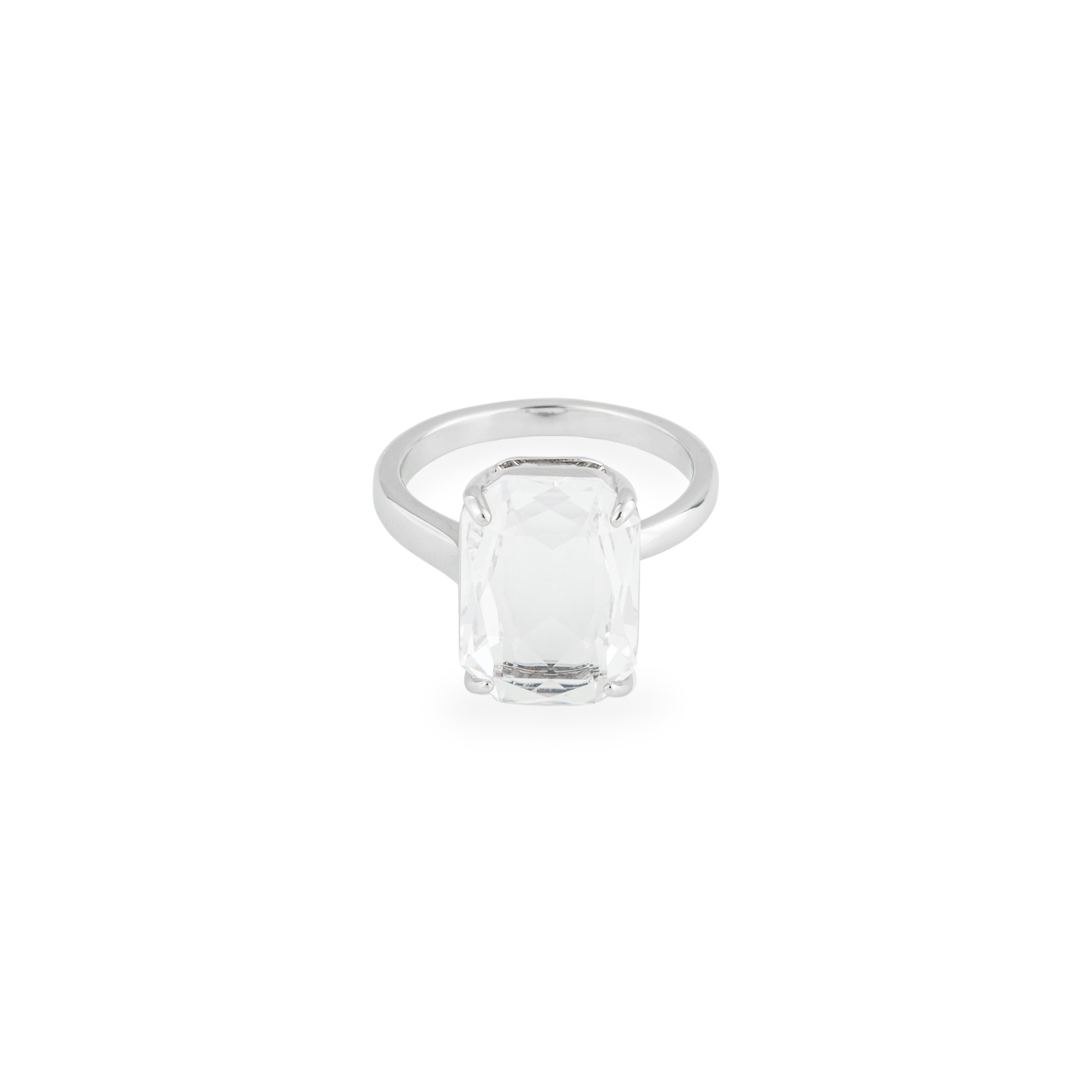 Silver ring with white stone