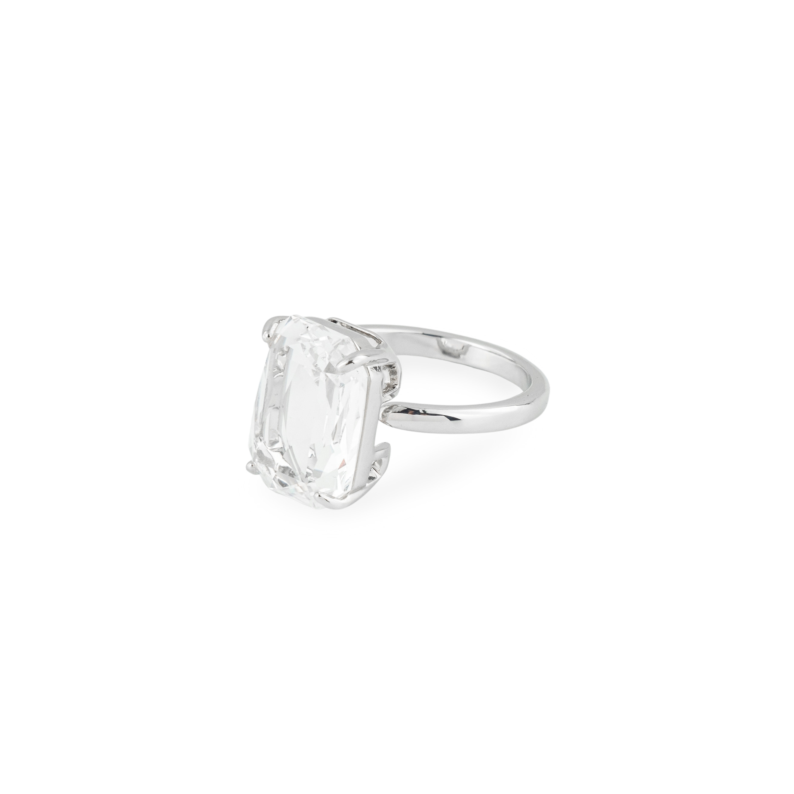 Silver ring with white stone
