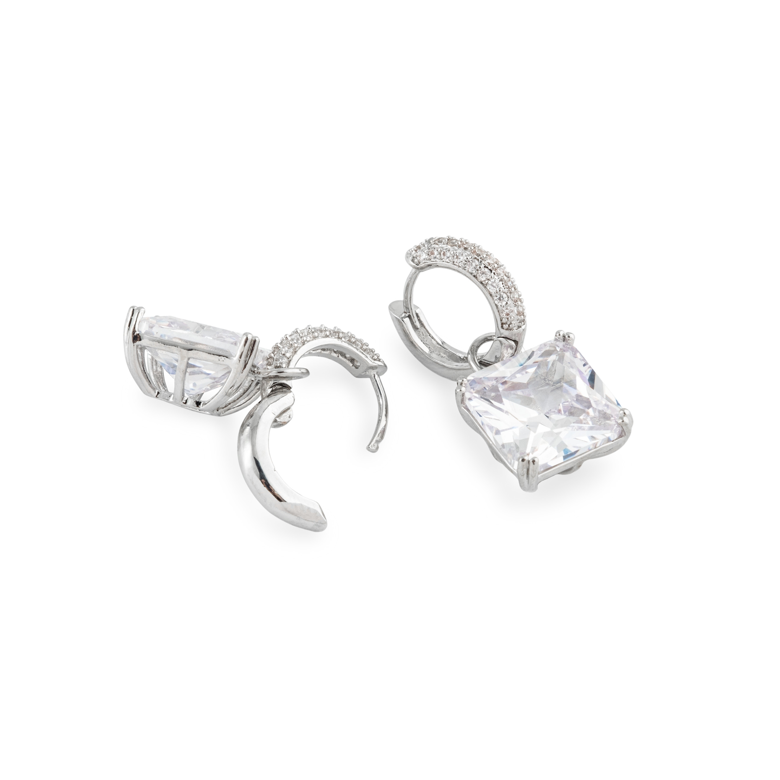 Silver earrings with a white stone