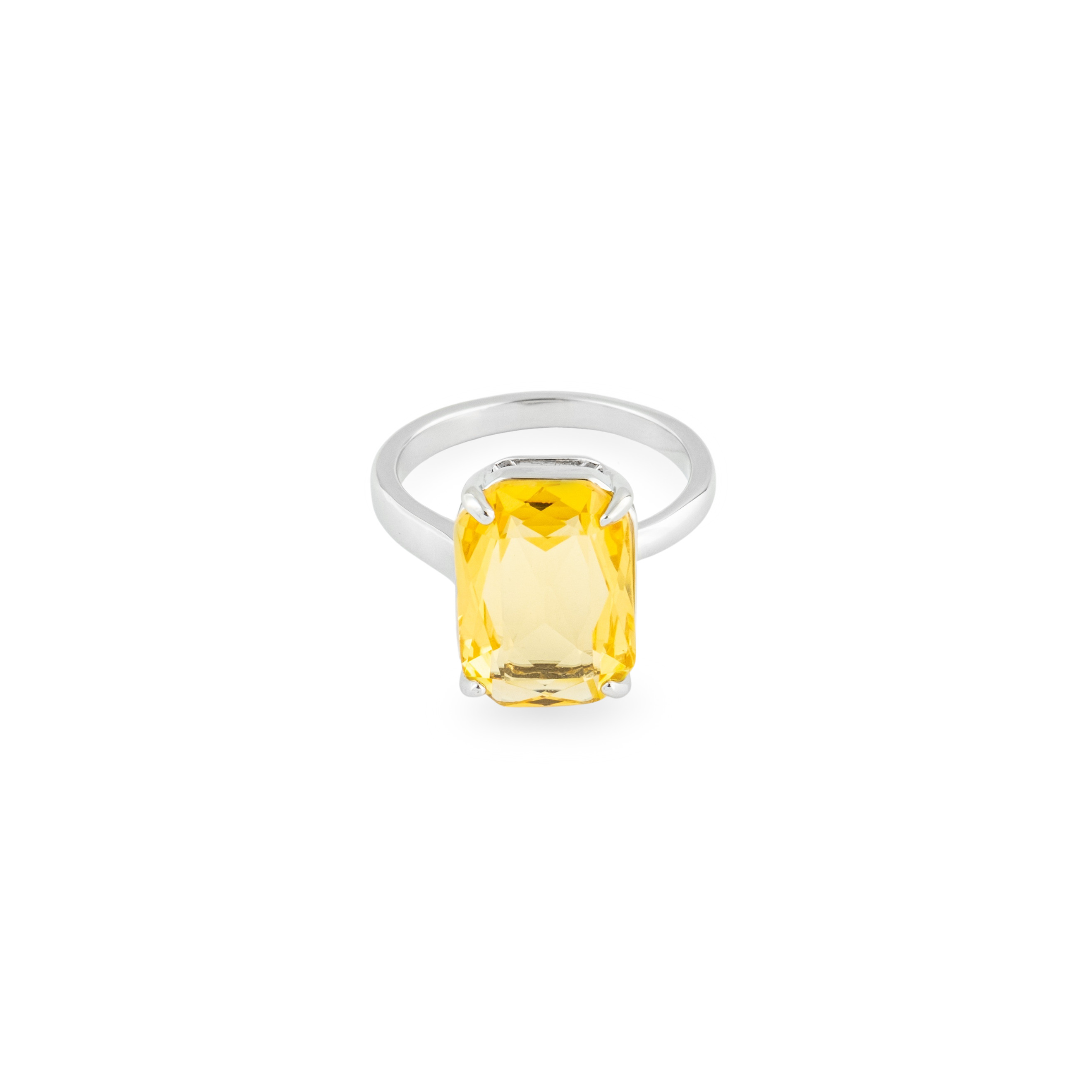 Silver ring with yellow stone