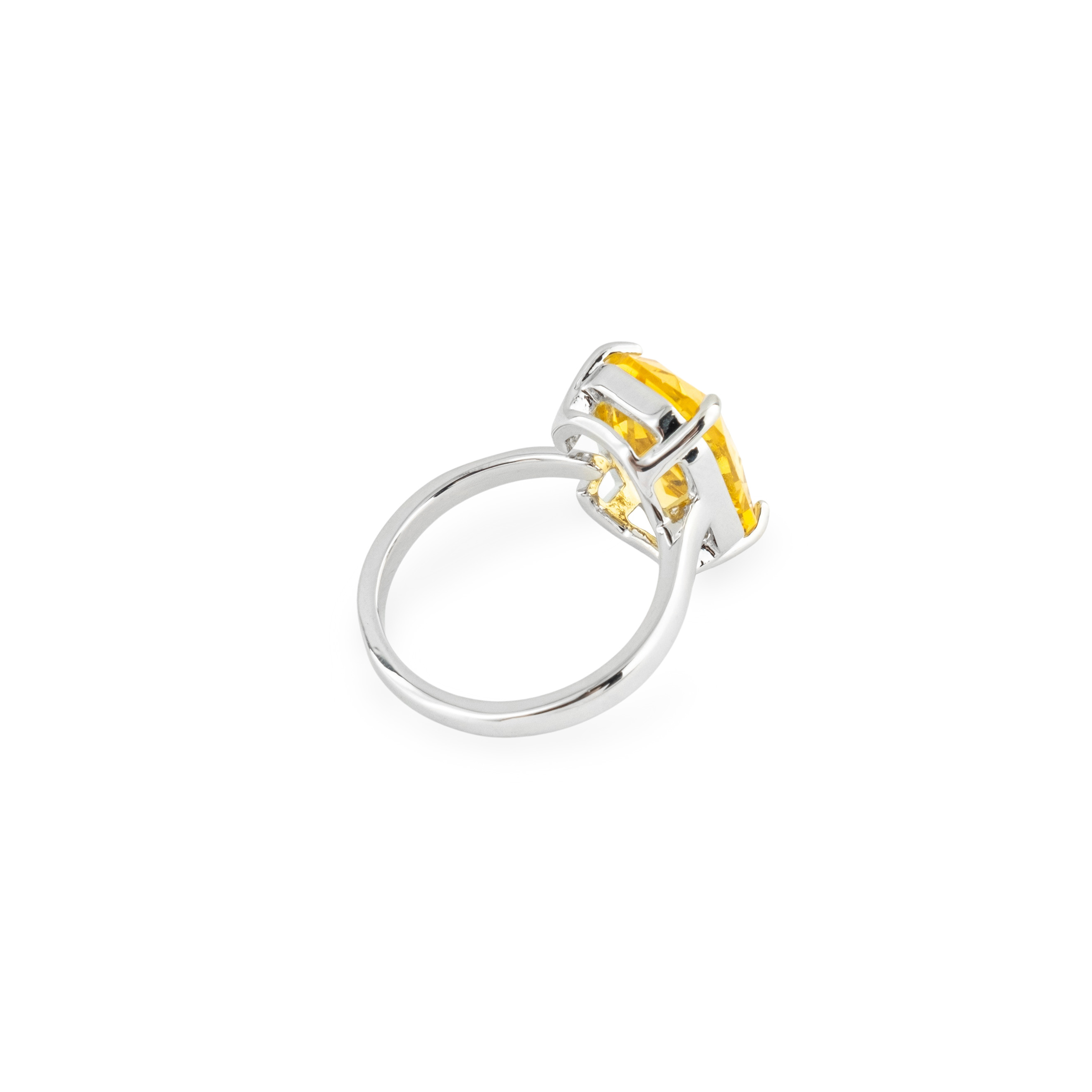 Silver ring with yellow stone