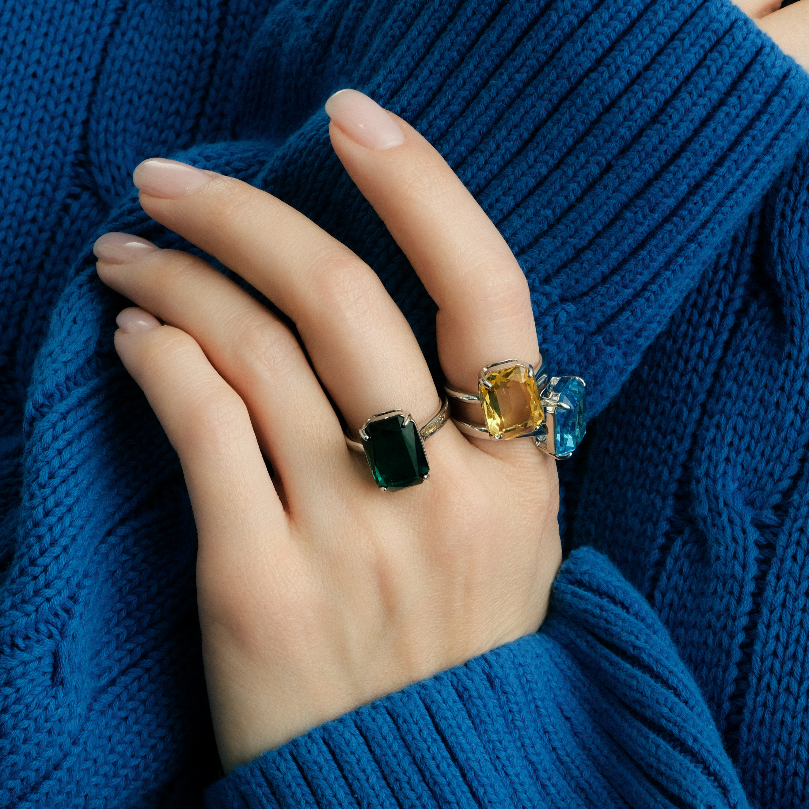 Silver ring with yellow stone