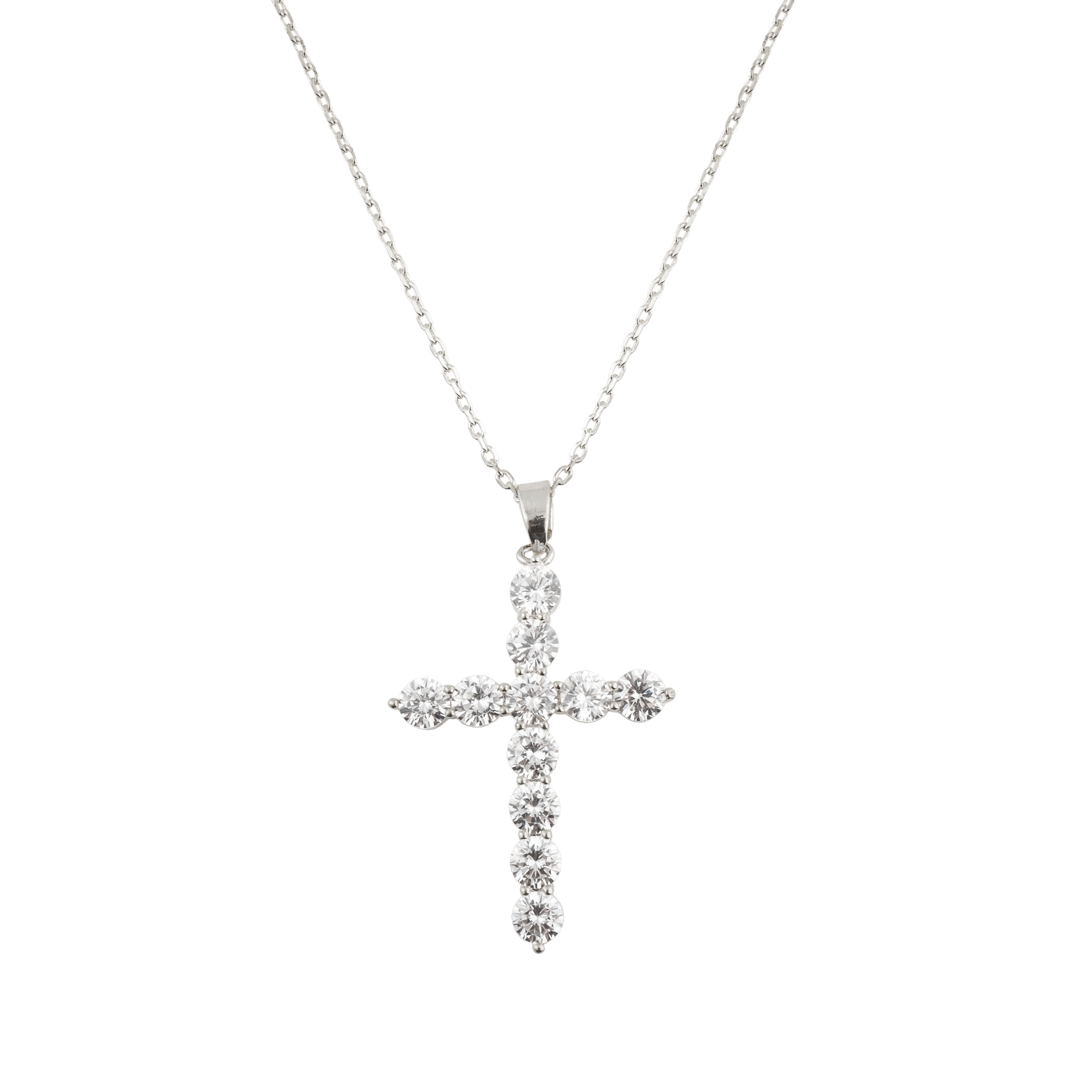 Silver chain with a large crystal cross