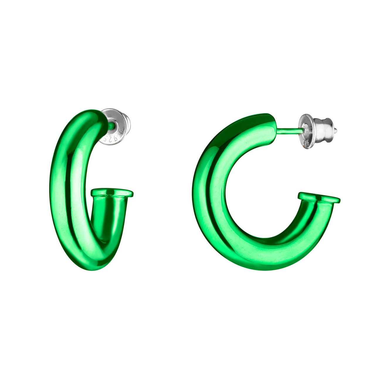 WANNA?BE! Серьги-кольца бублики зеленые wanna be серьги кольца бублики из серебра цвета фуксия