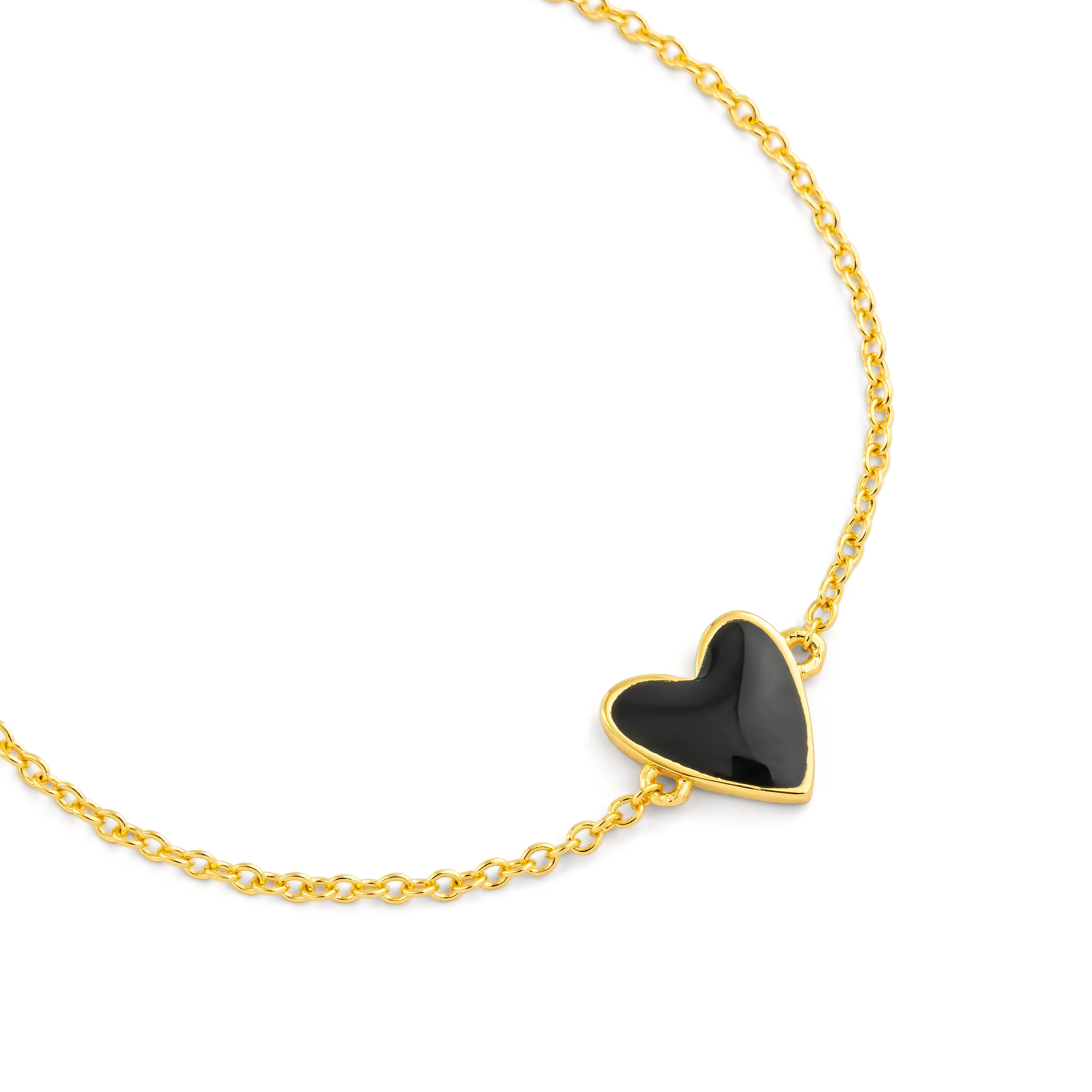 Позолоченный браслет с черным сердцем Black heart Or