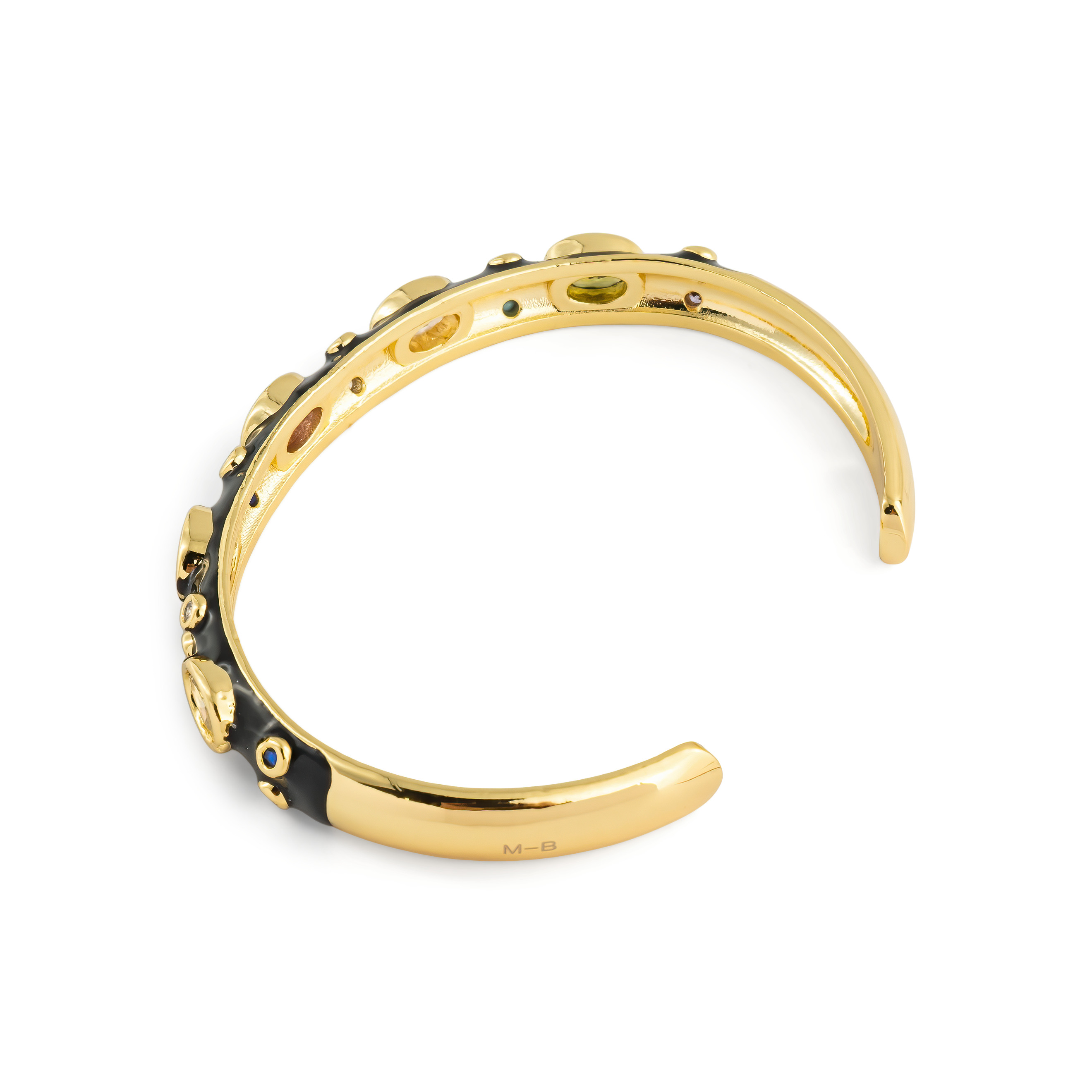Gold-plated black bracelet with BLACK CANDY STONE crystals