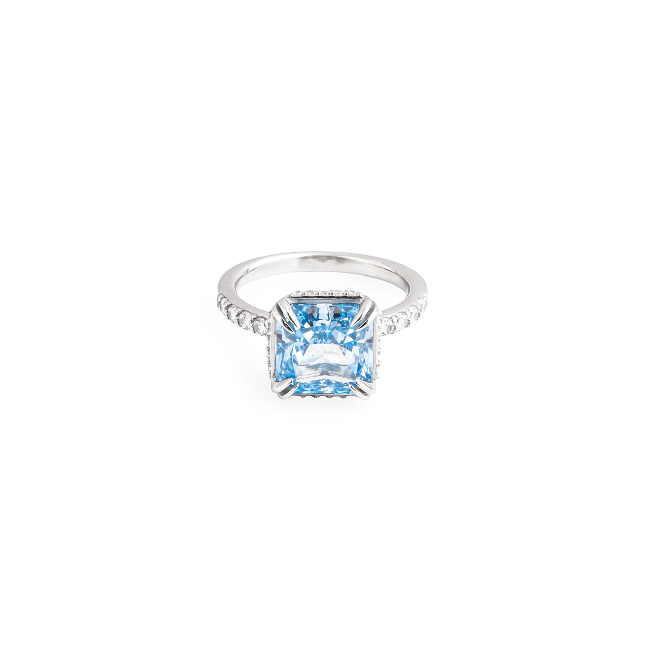 AMOVA Кольцо с голубым фабулитом, имитация бриллианта amova кольцо с фабулитом имитация бриллианта