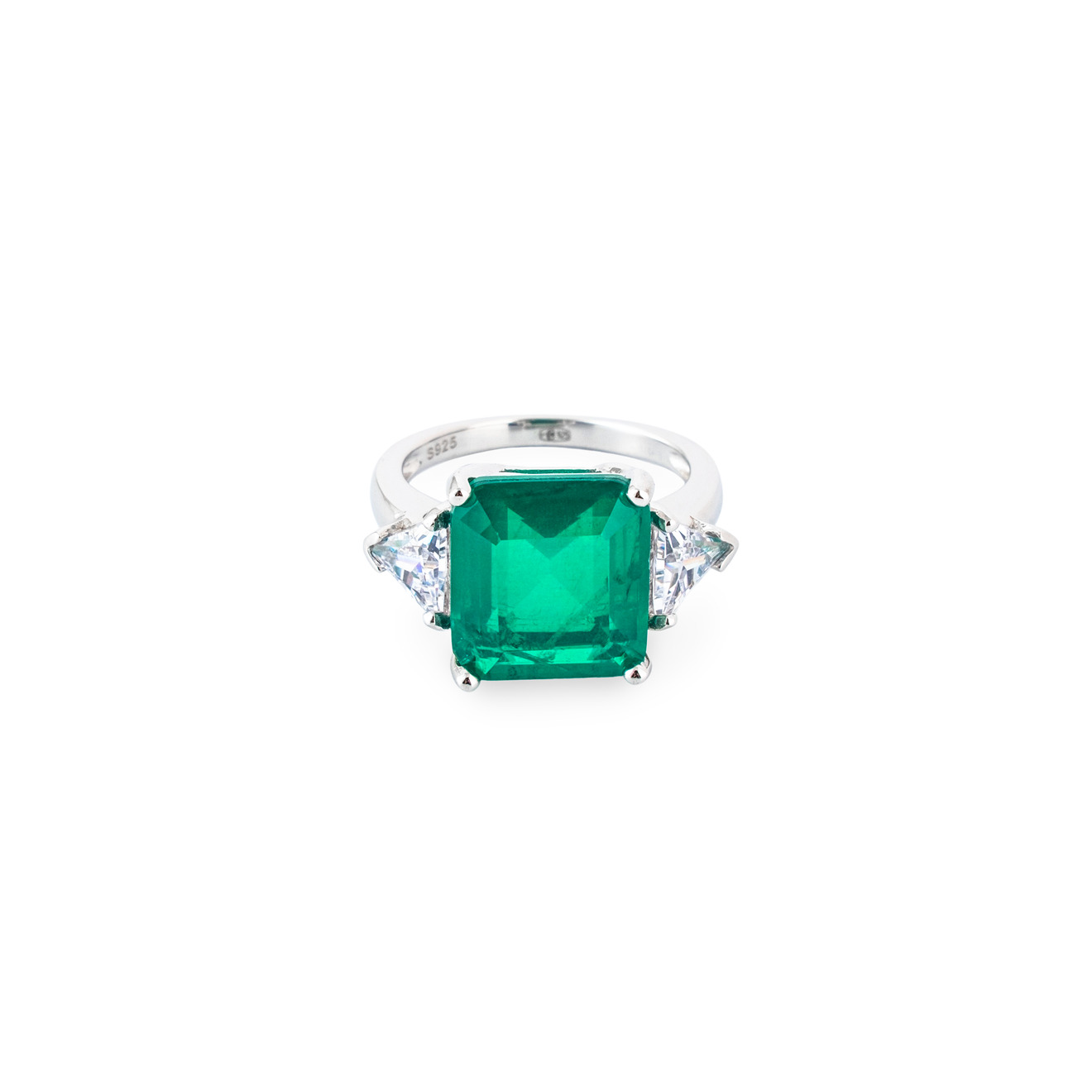 holy silver серебряное кольцо с зеленым квадратным кристаллом Holy Silver Серебряное кольцо с темно-зеленым кристаллом