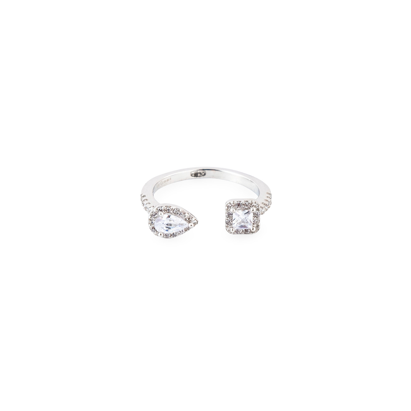 SKYE Открытое серебряное кольцо с кристаллами skye серебряное колье с серебристыми и черными бусинами