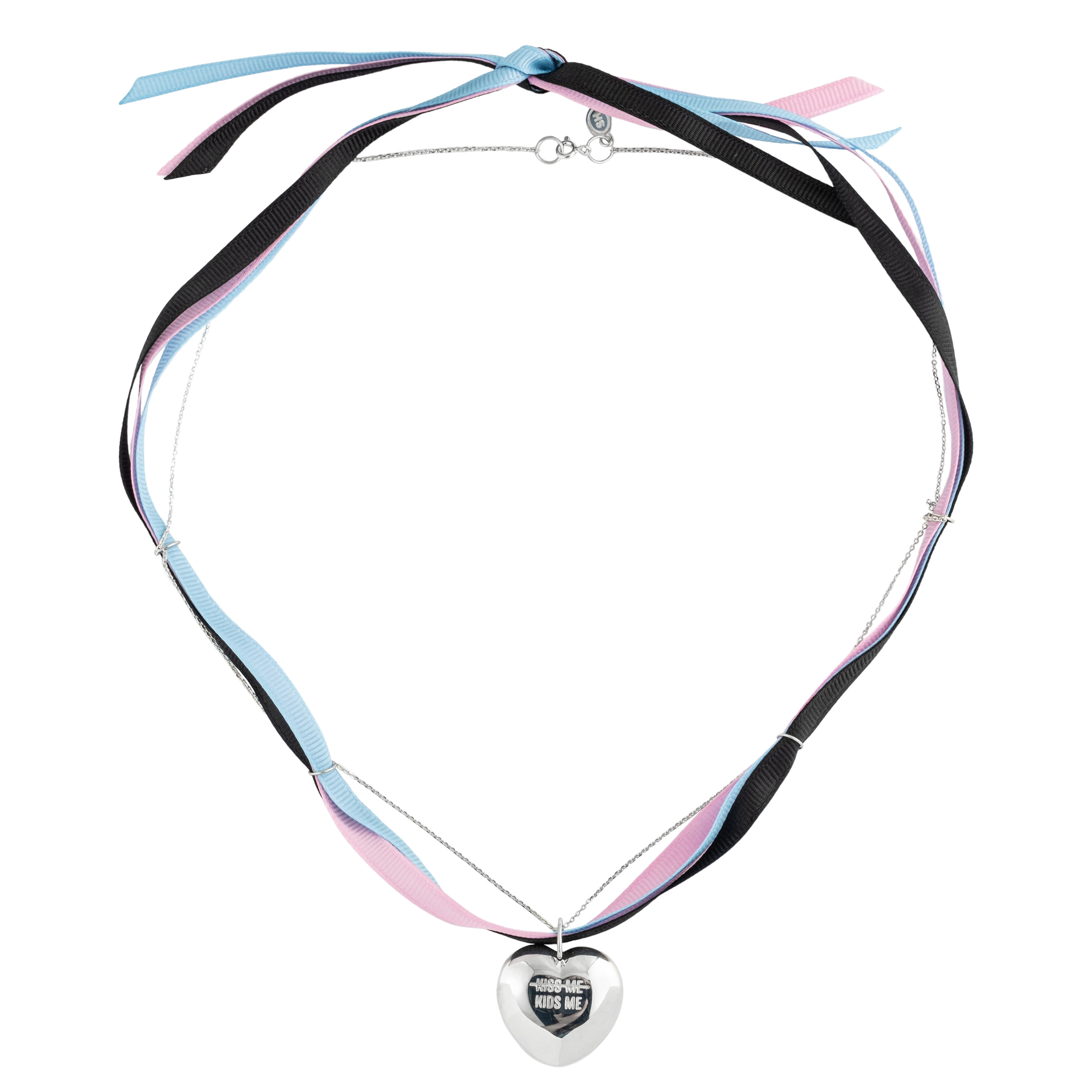 Кулон HEART из серебра на лентах