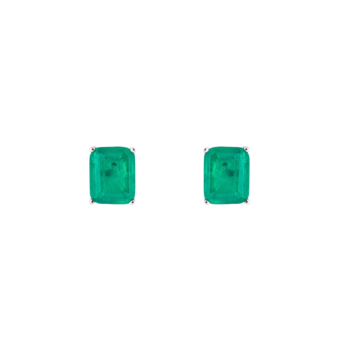 Holy Silver Серебряные серьги-пусеты с темно-зеленым прямоуголным кристаллом aqua золотистая цепочка с кулоном с зеленым кристаллом