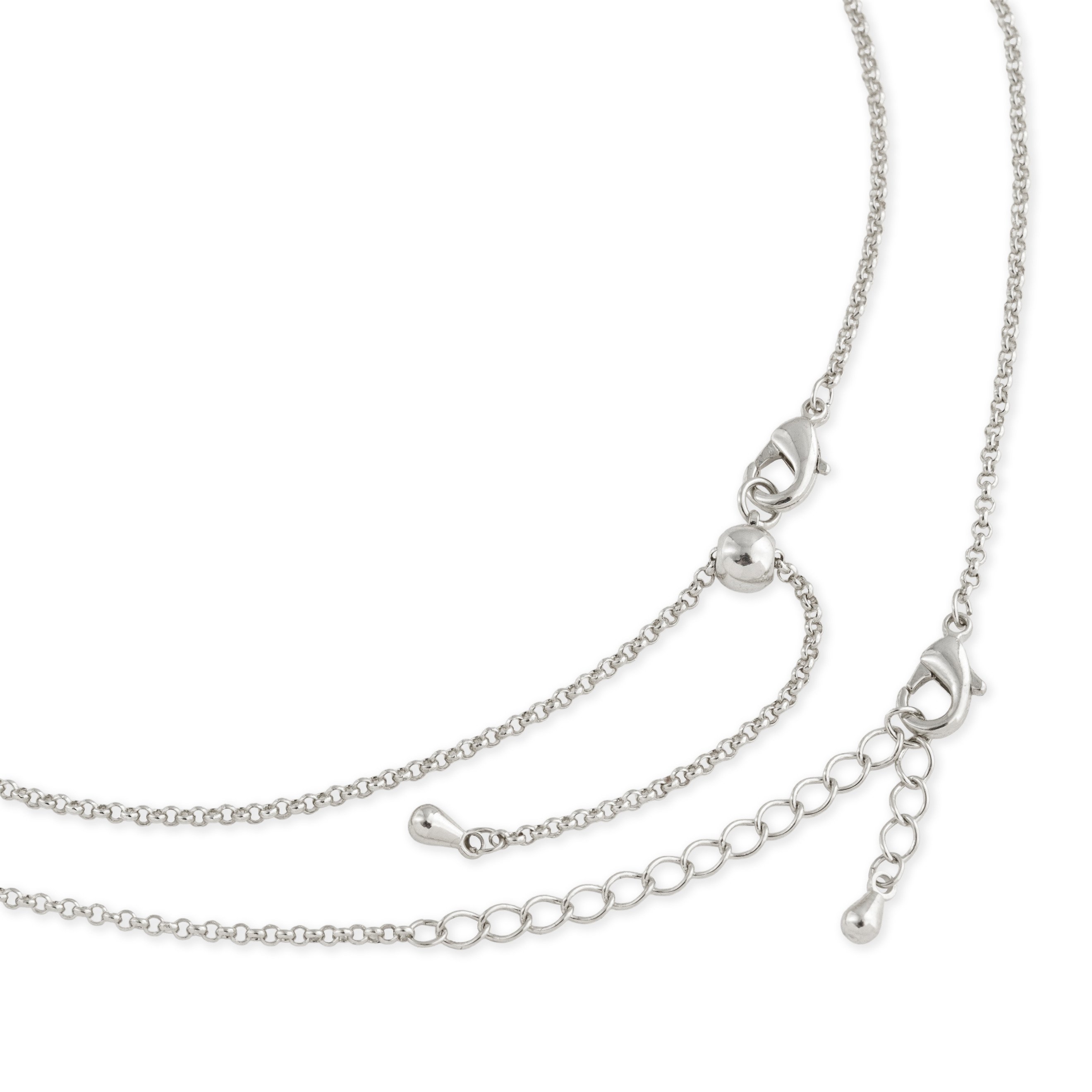 Silvery long necklace with a cross completely covered with crystals