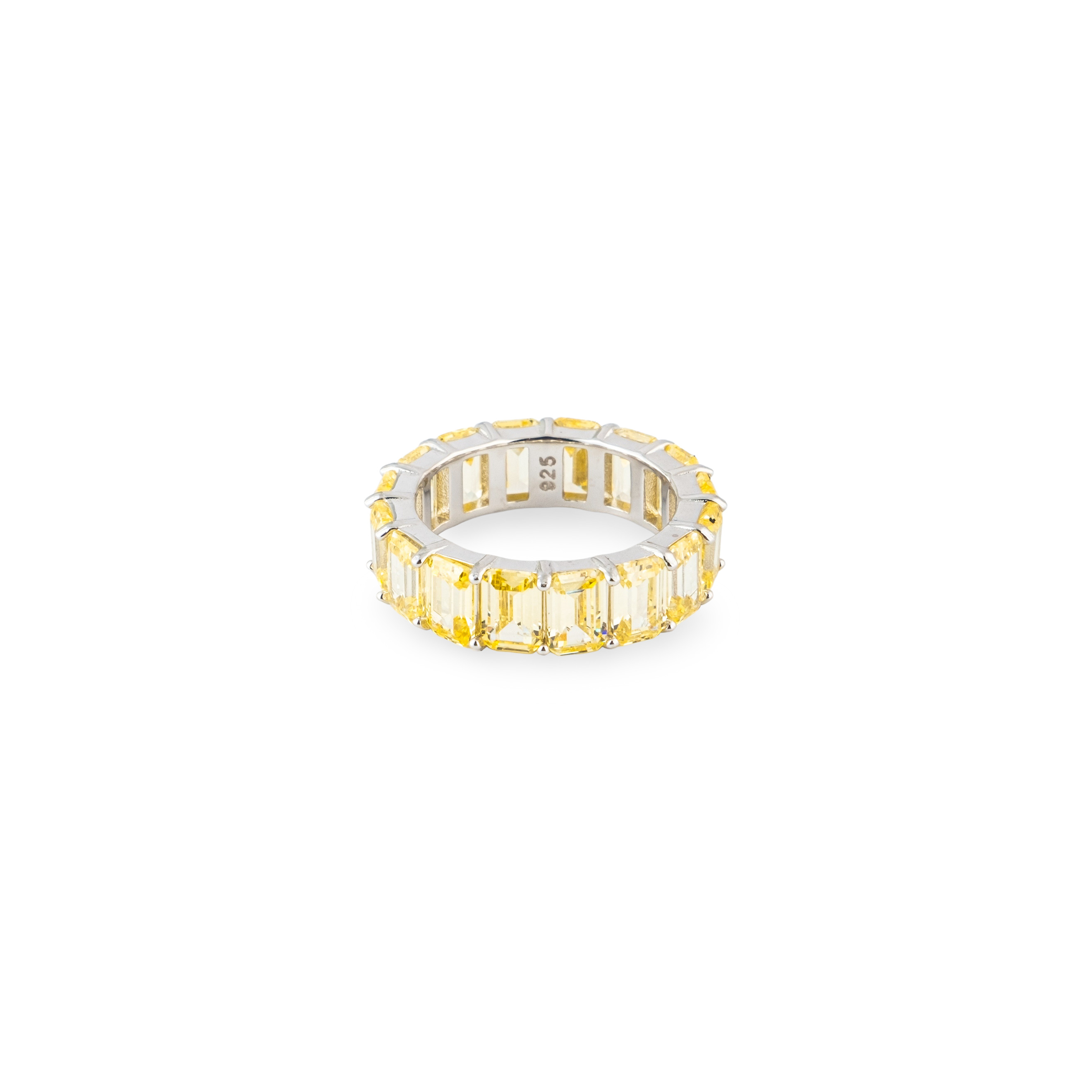 Golden ring with yellow crystals