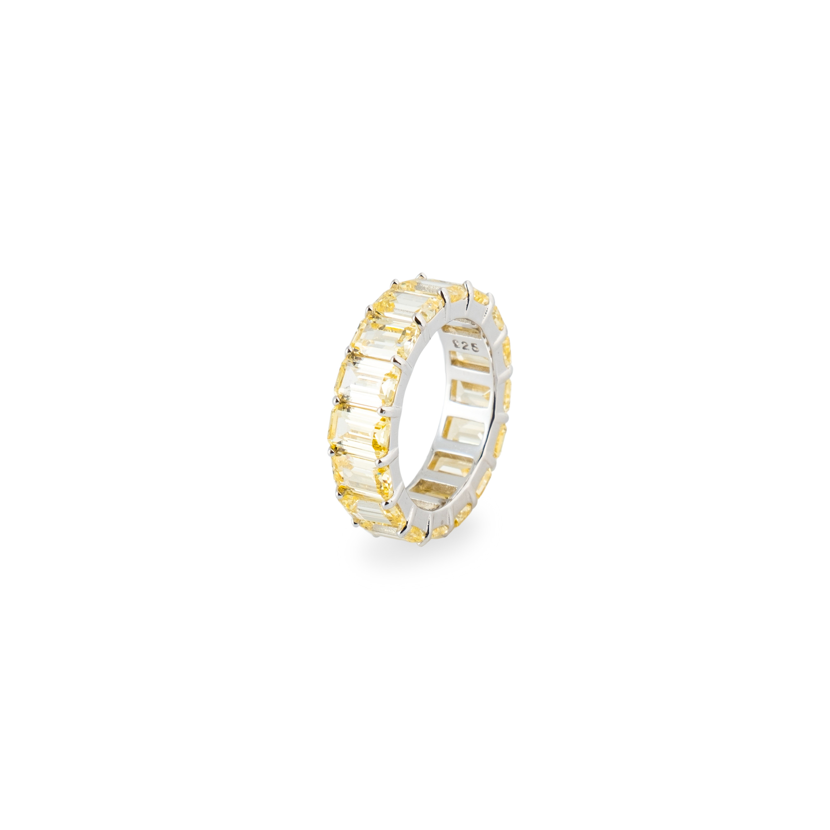 Golden ring with yellow crystals