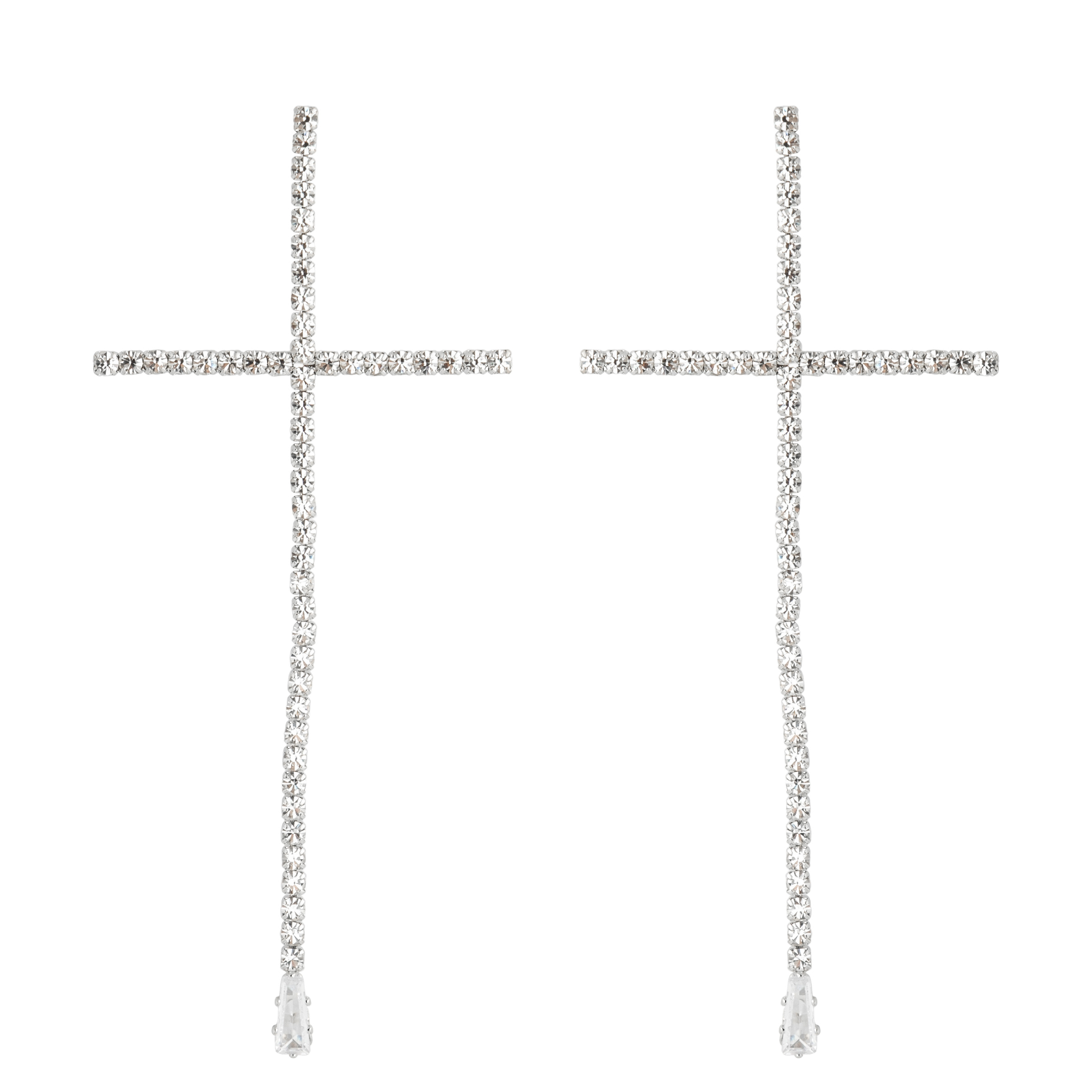 Long cross earrings with crystals