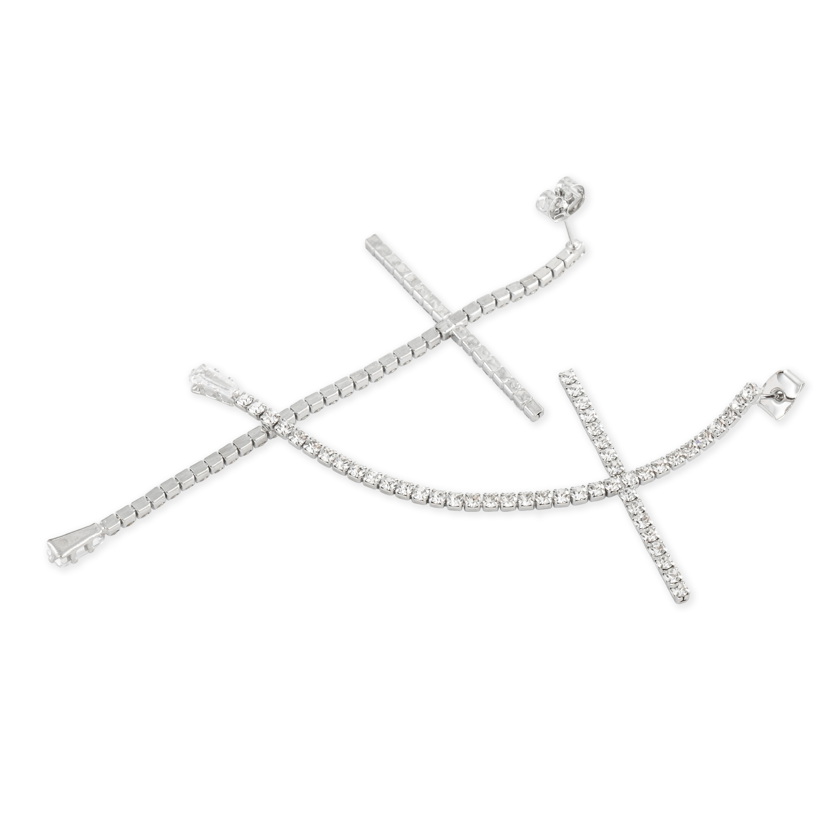Long cross earrings with crystals