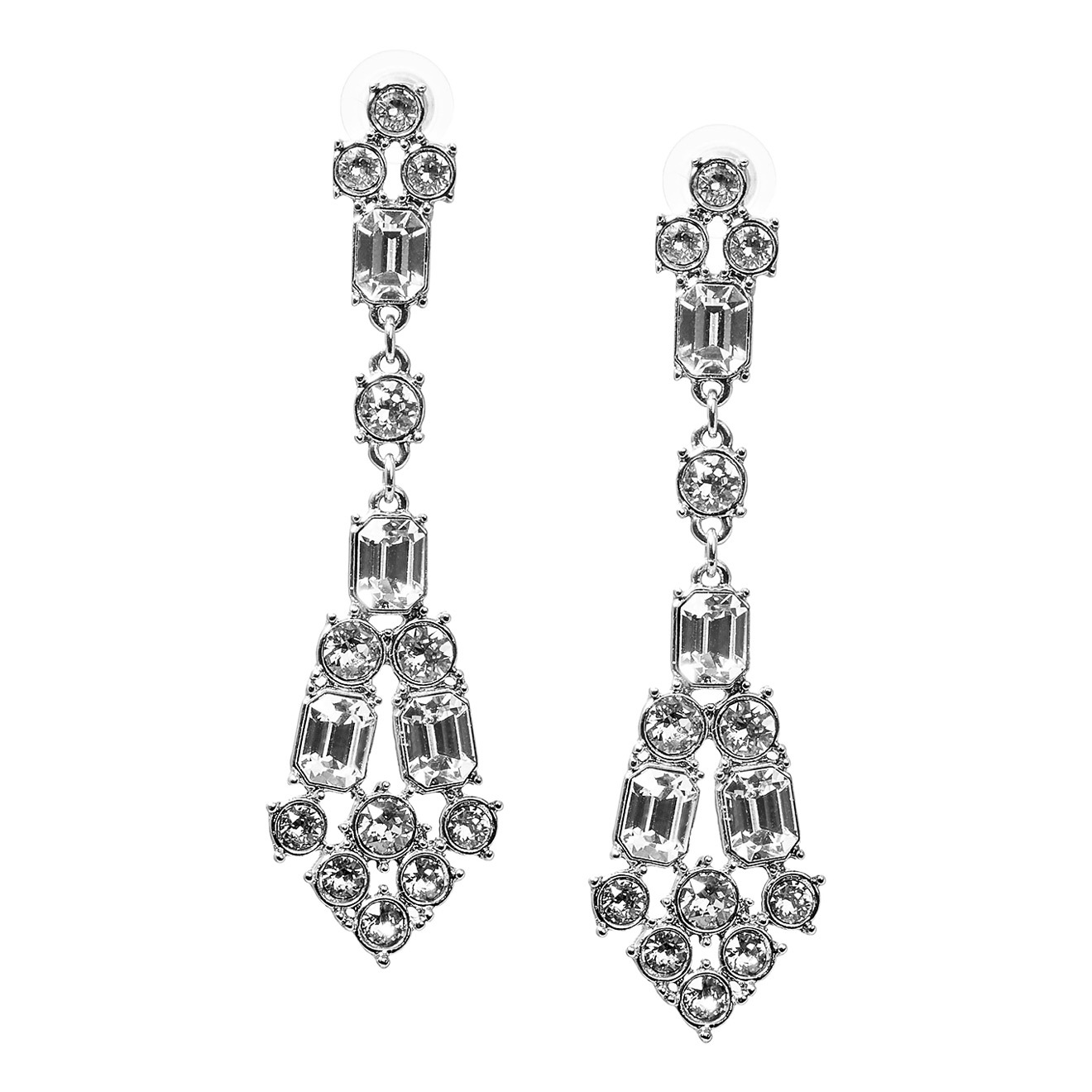 Покрытые серебром серьги с кристаллами Crystal deco
