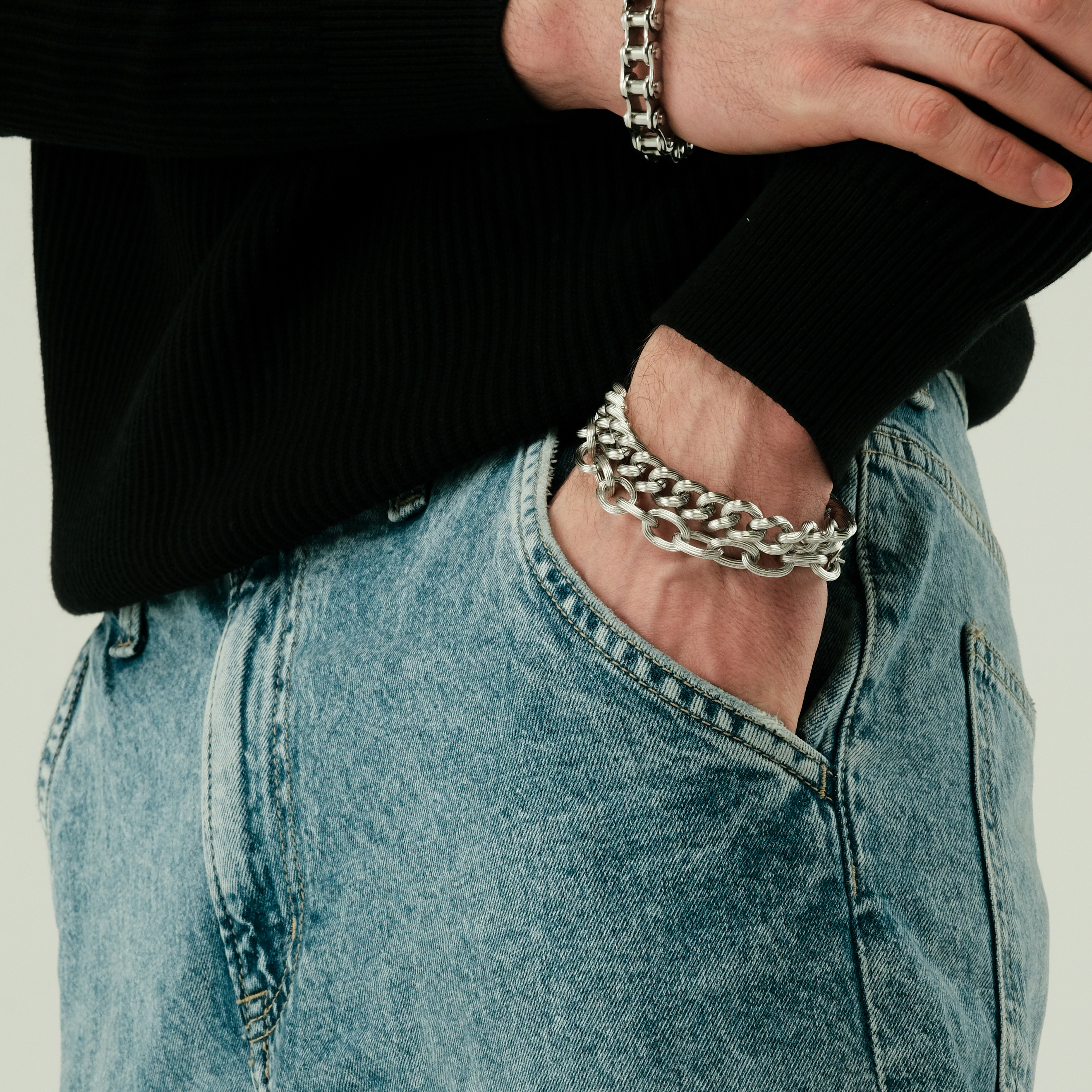 Steel Anchor Weave Bracelet with Texture